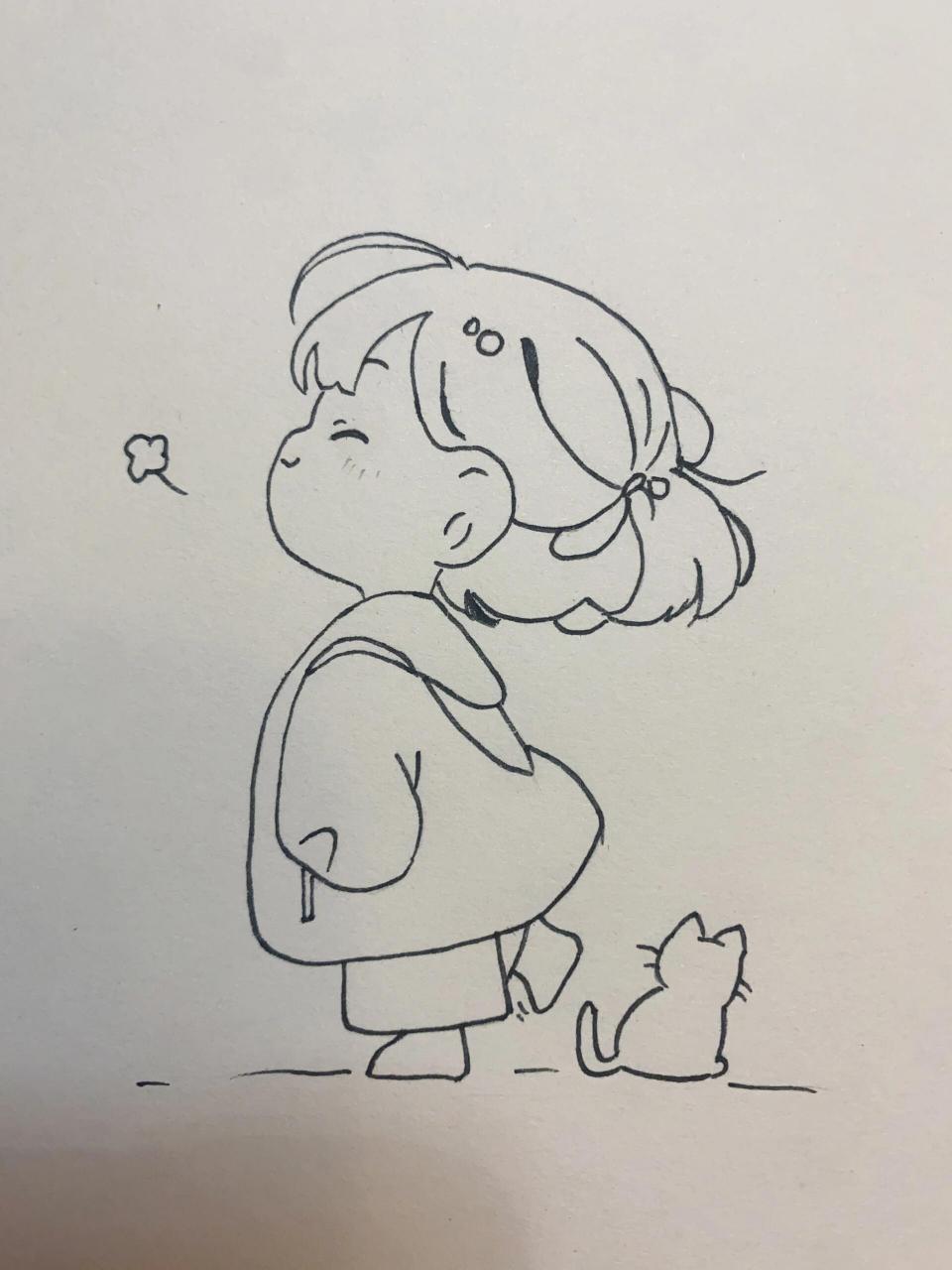 这个q版简笔画太可爱了好简单! 希望日子清净,抬头皆是温柔 临摹:🐟