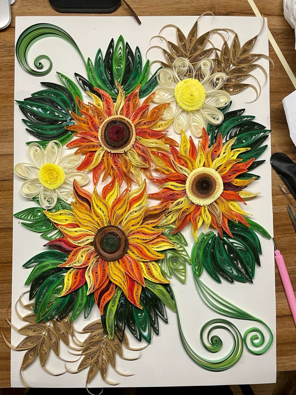 衍纸 向日葵97《向阳而生》 我的花花值得发一条94 统一回答大家