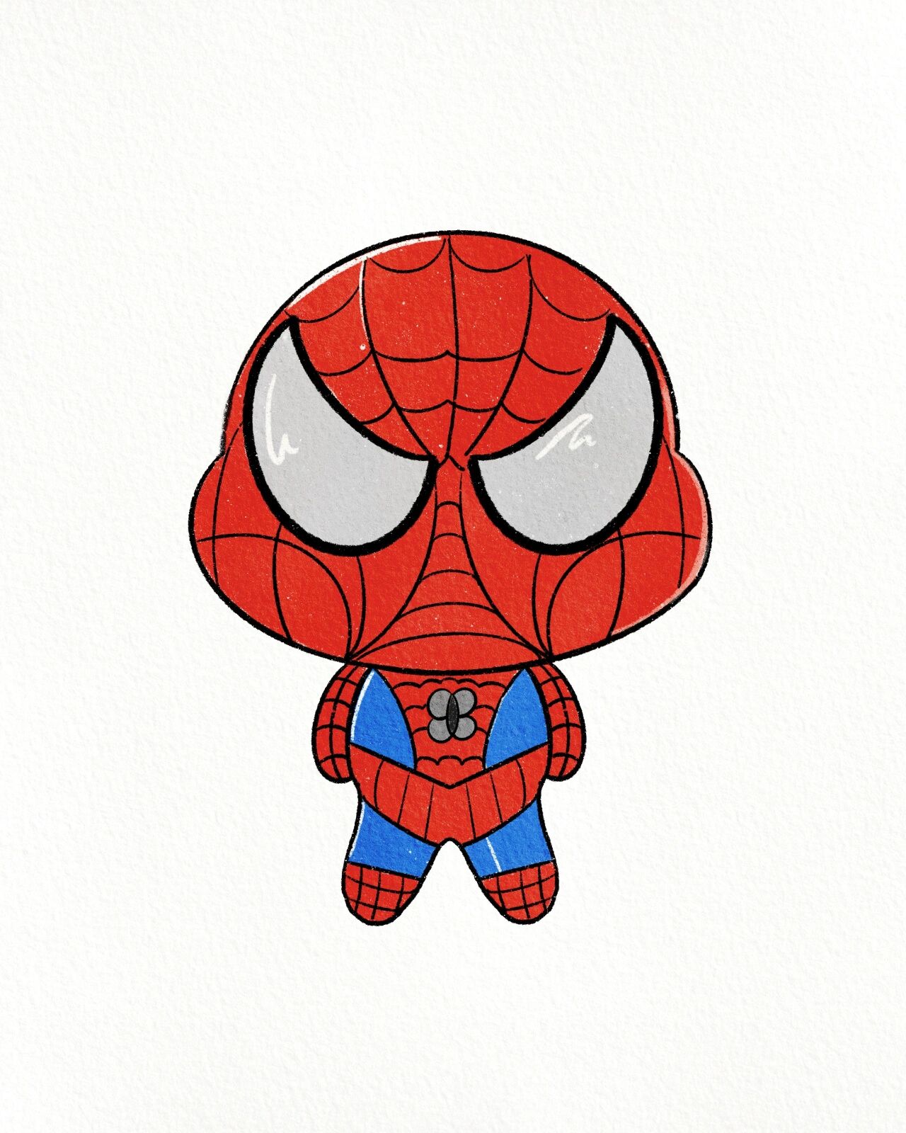 简笔画漫威|q版胖脸人物|可爱蜘蛛侠|超人