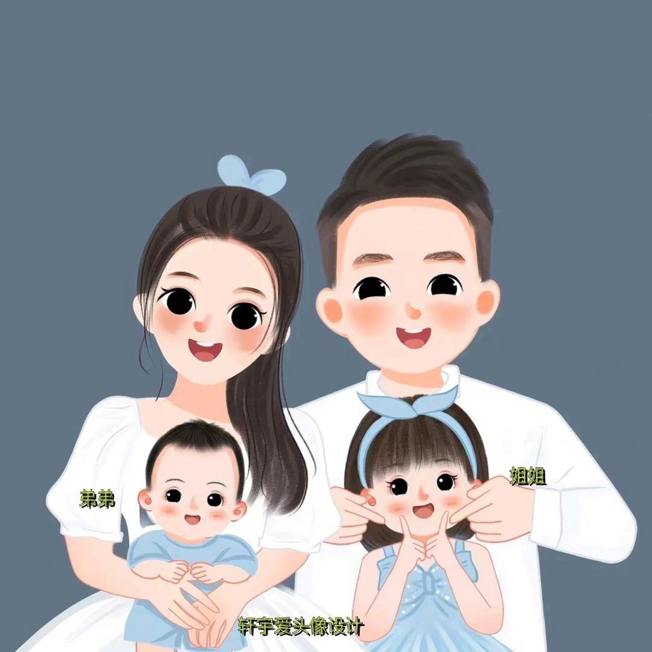 亲子卡通头像一家四口      需要无文字的踢我,留言,每天更新亲子头像
