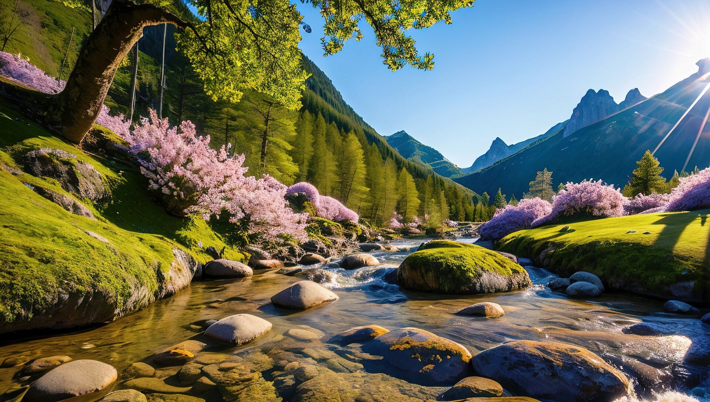 山中美景横屏自然景色