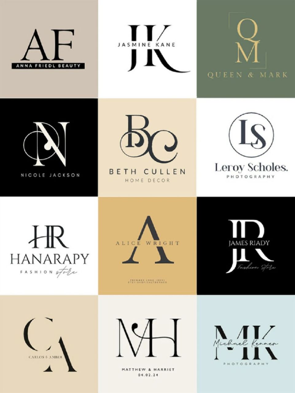 简约英文首字母交叉设计品牌logo头像图集合 #水印设计##logo设计