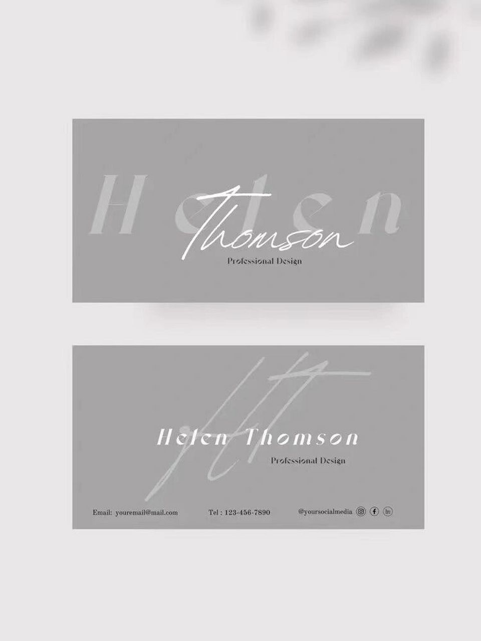 灰色高端质感名片设计简约高级文艺模版卡片 ins风高端质感名片设计