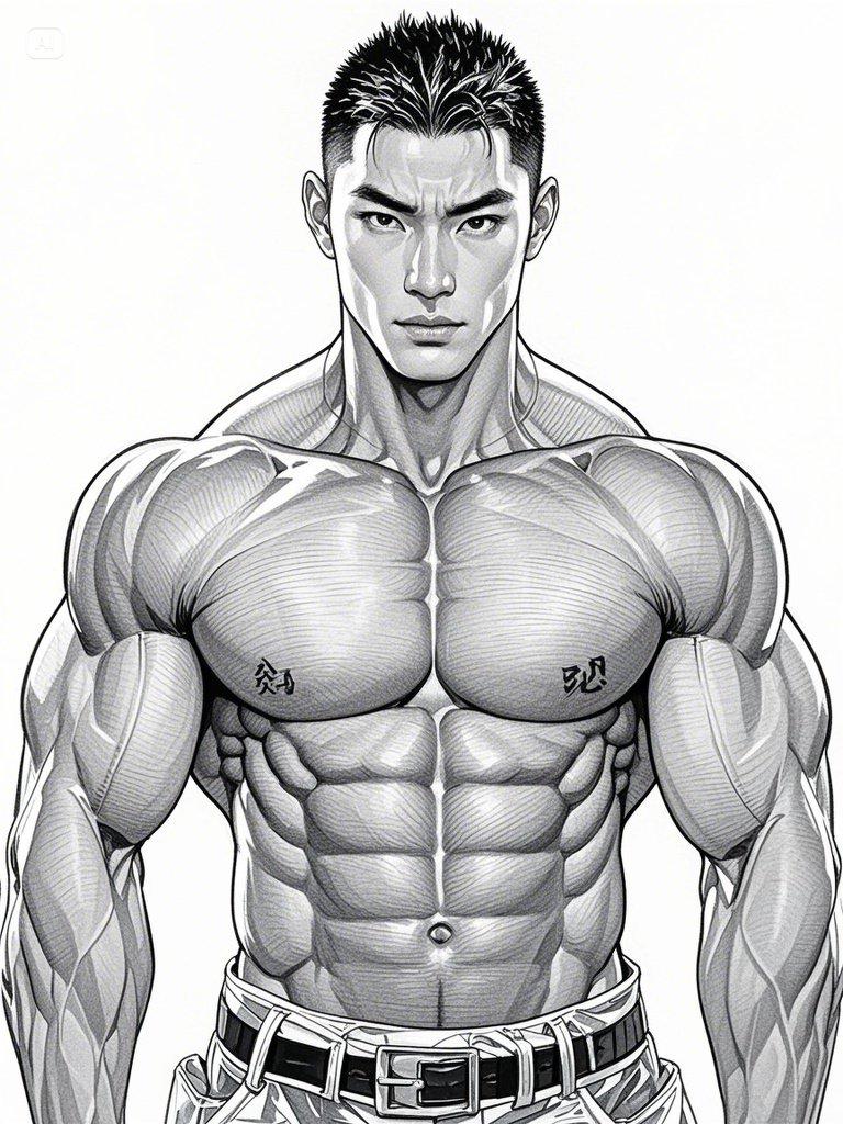 猛男肌肉帅哥壁纸集锦 第11辑 铅笔素描撩起衣服就是腹肌 力量与美的