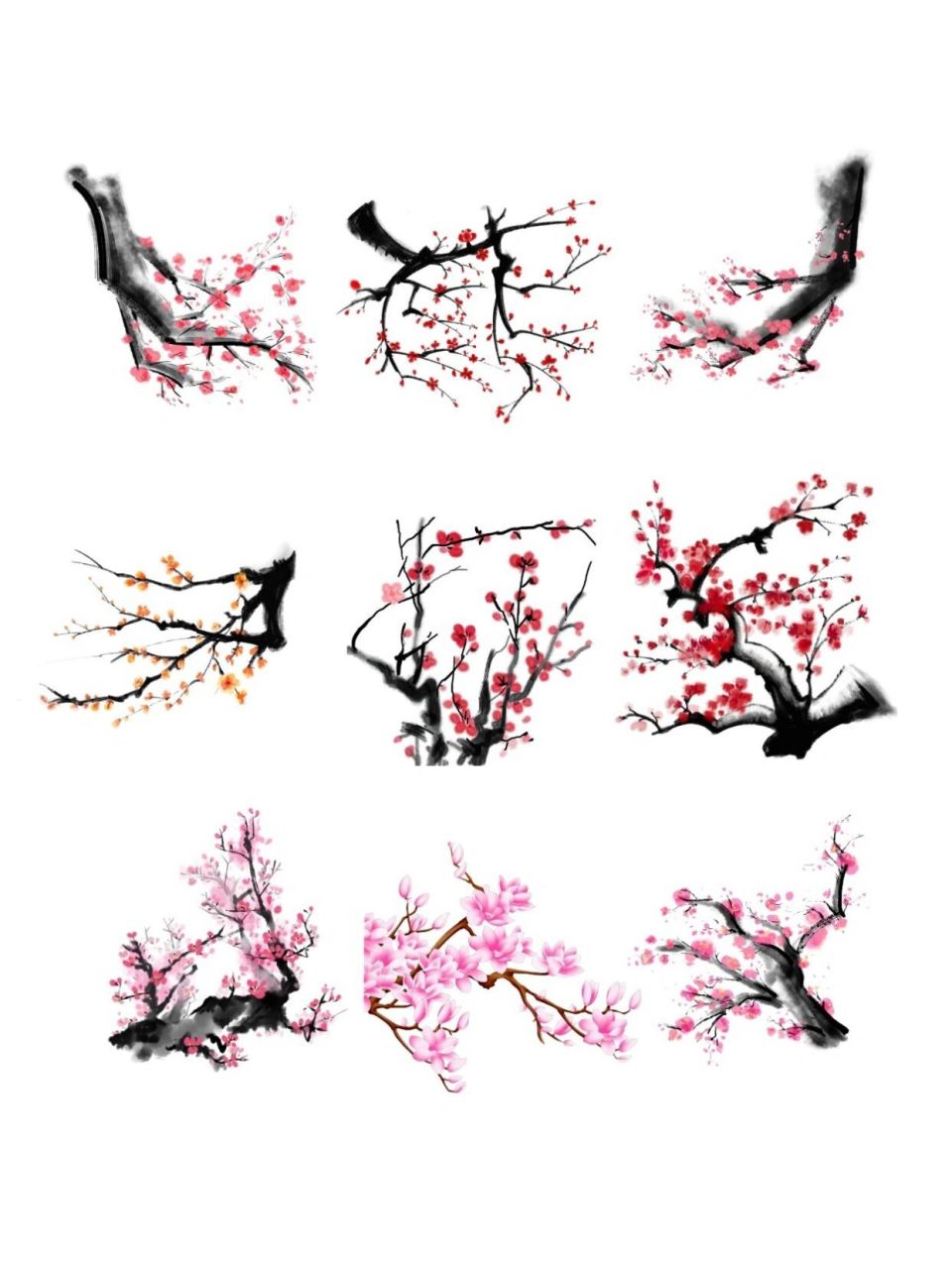 古风|梅花 png免抠素材合集 7115今天给小伙伴们分享的是"四君子"