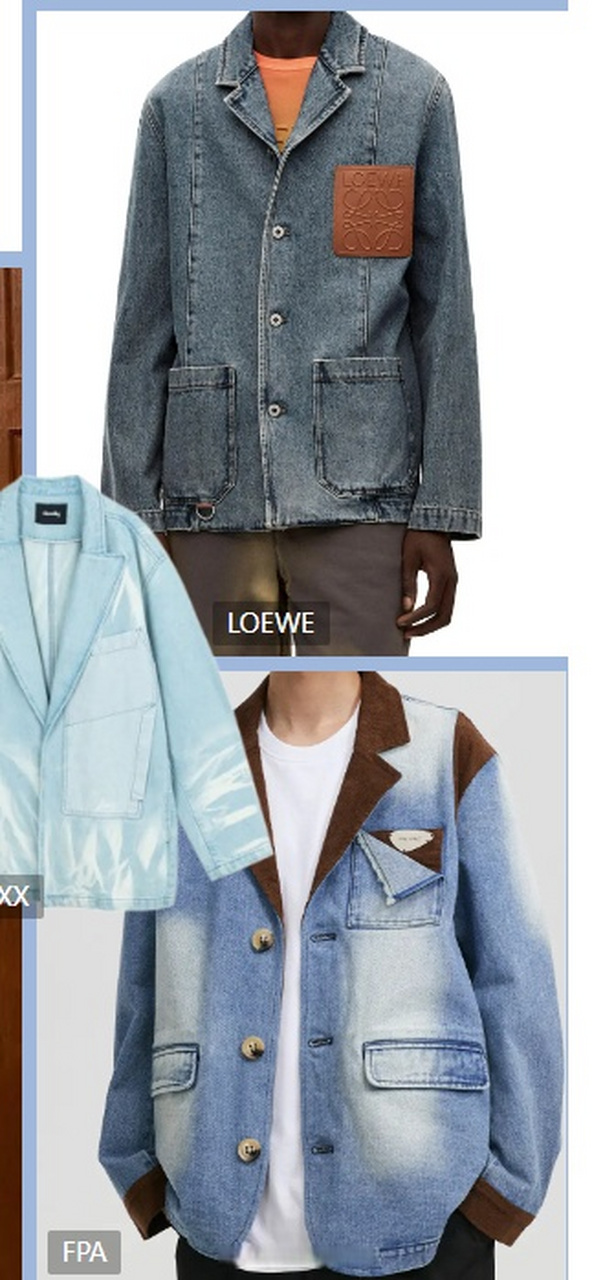 男女装西装外套廓形趋势 将西装裁片分割拼接处理,或拼接小面积的其他