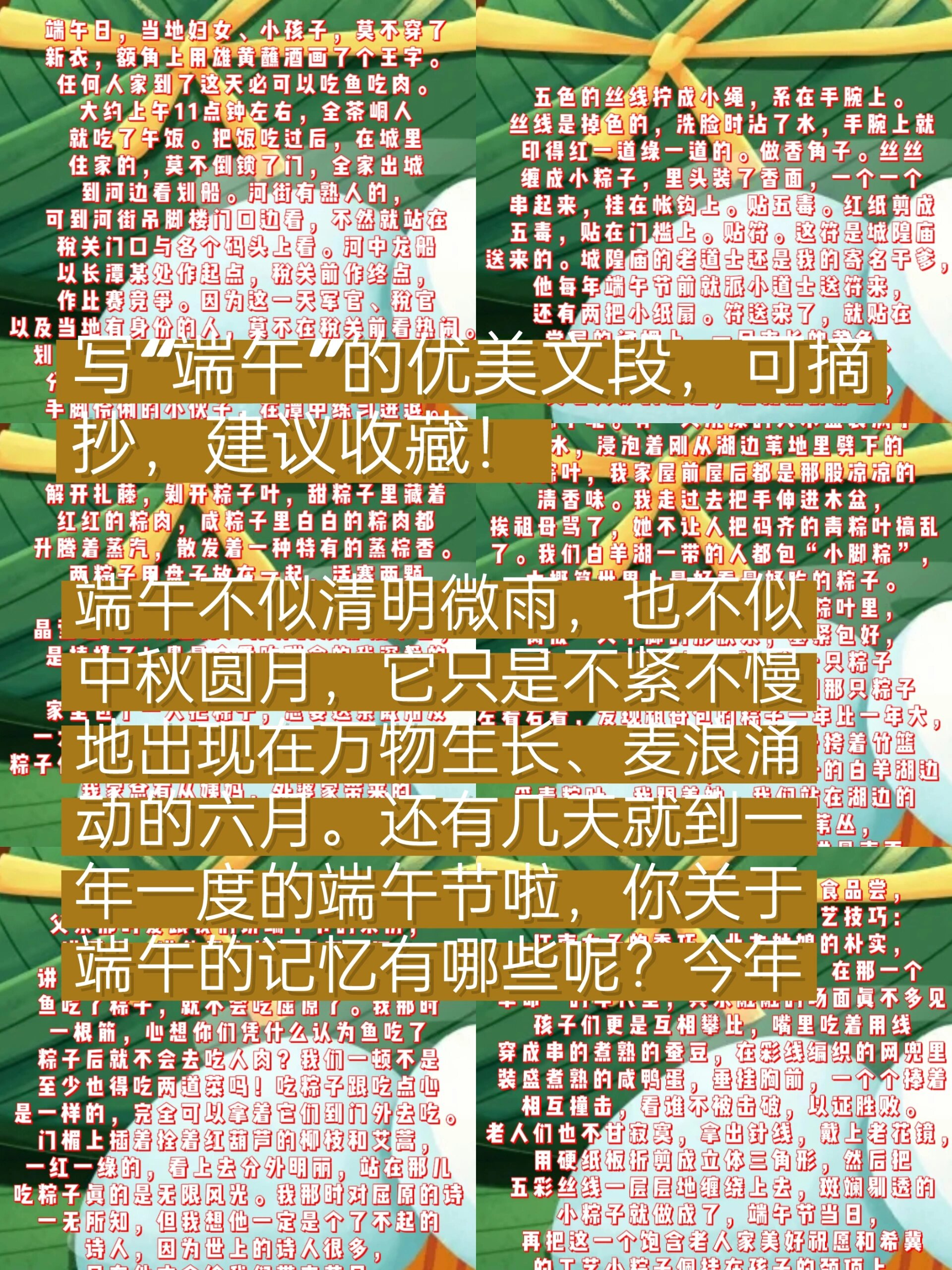 写端午节的唯美句子,可以摘抄,值得收藏