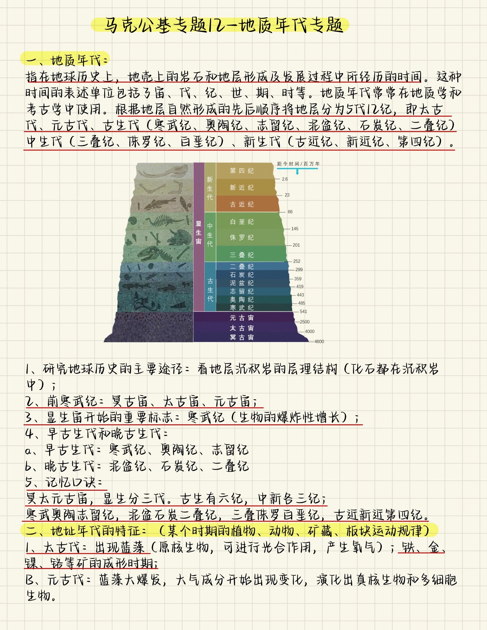 马克公基专题12-地质年代专题 一,地质年代: 1,概念:地质年代指在地球