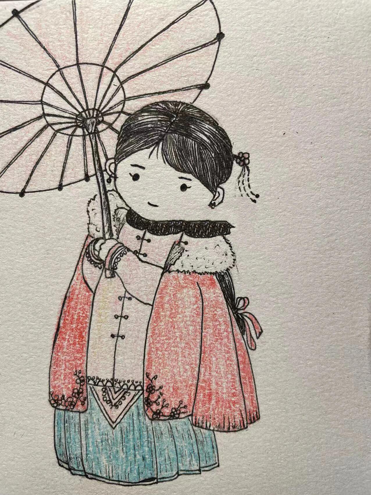 临摹的7张古风女子简笔画,大脸盘子也好看呀