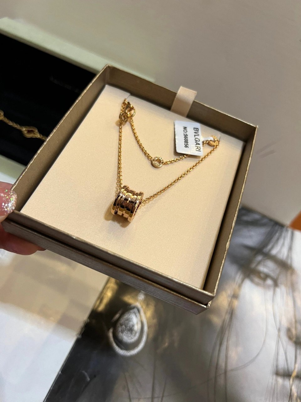 宝格丽 弹簧18k玫瑰金项链 不掉色