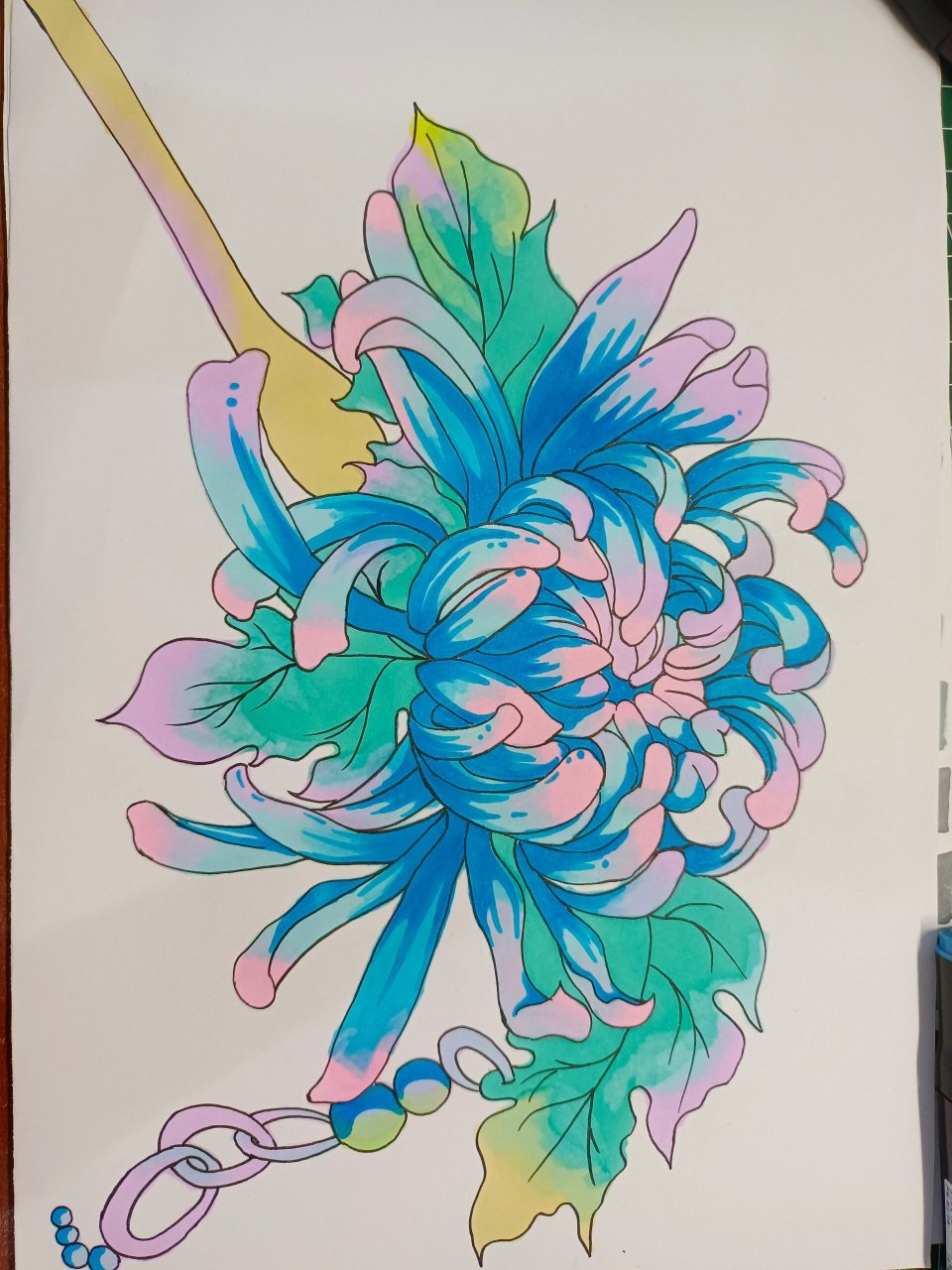 想画就画吧 菊花——马克笔手绘 几张上色过程