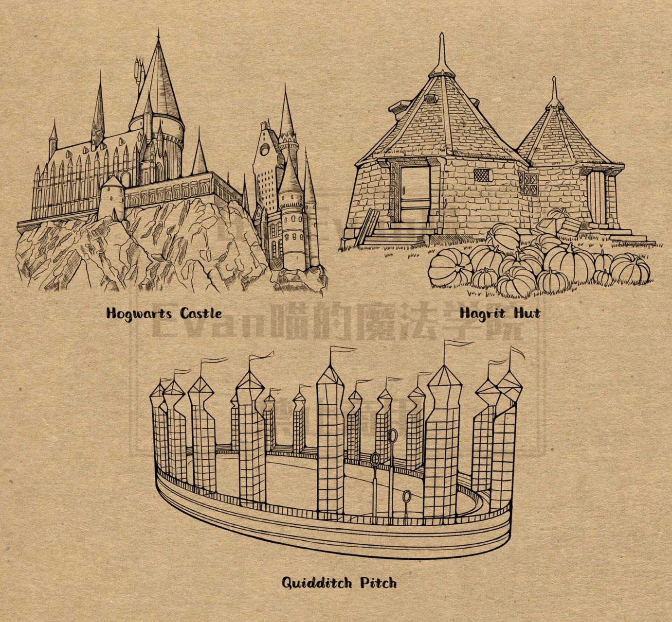 合集第一弹|procreate建筑手绘 画建筑会上瘾,这次放98霍格沃茨城堡