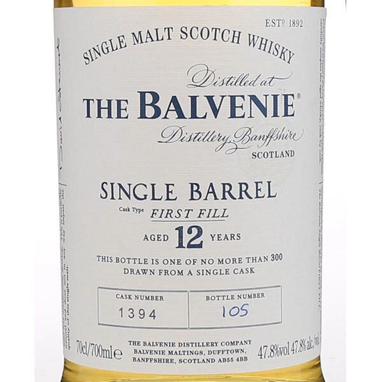 百富12年单桶单一麦苏格兰芽威士忌 the balvenie single barrel