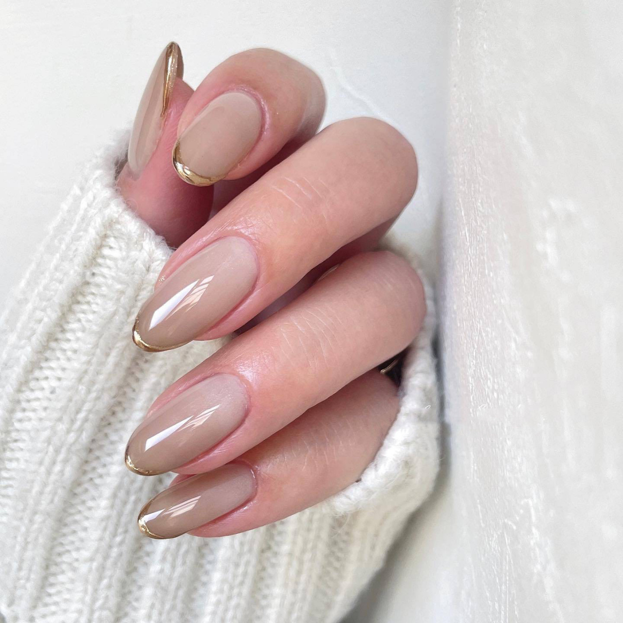 简单香槟色美甲