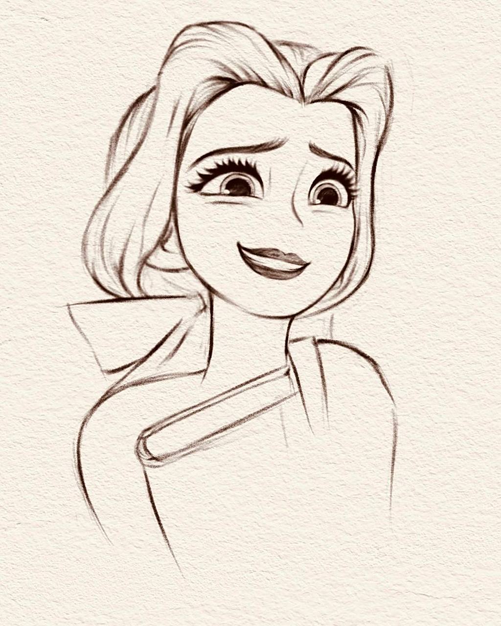 迪士尼贝儿公主手绘线稿步骤来啦 粉丝宝宝们可以来交作业啦