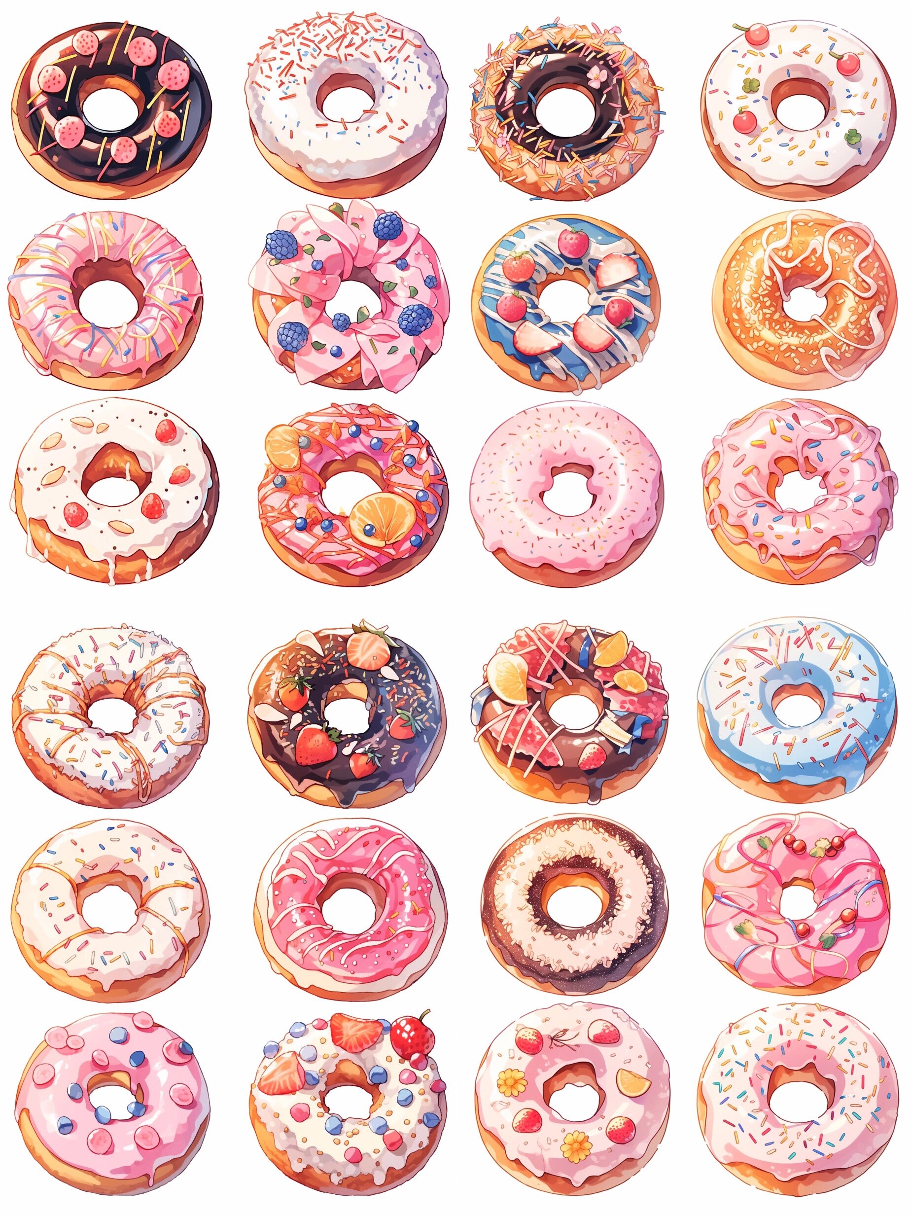 vol.4甜甜圈美食甜点手帐插画素材