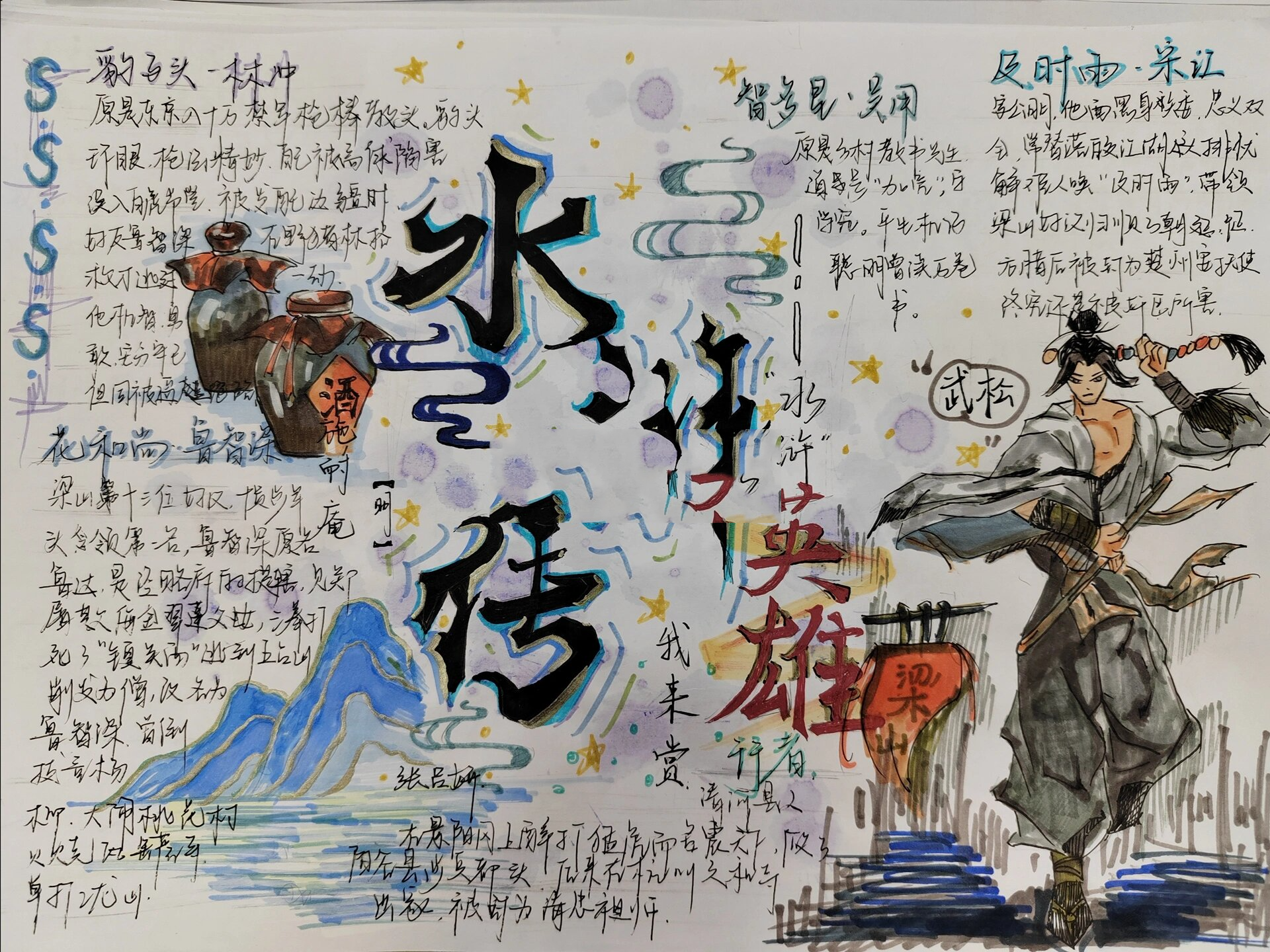 这样画《水浒传》小报,惊艳语文老师