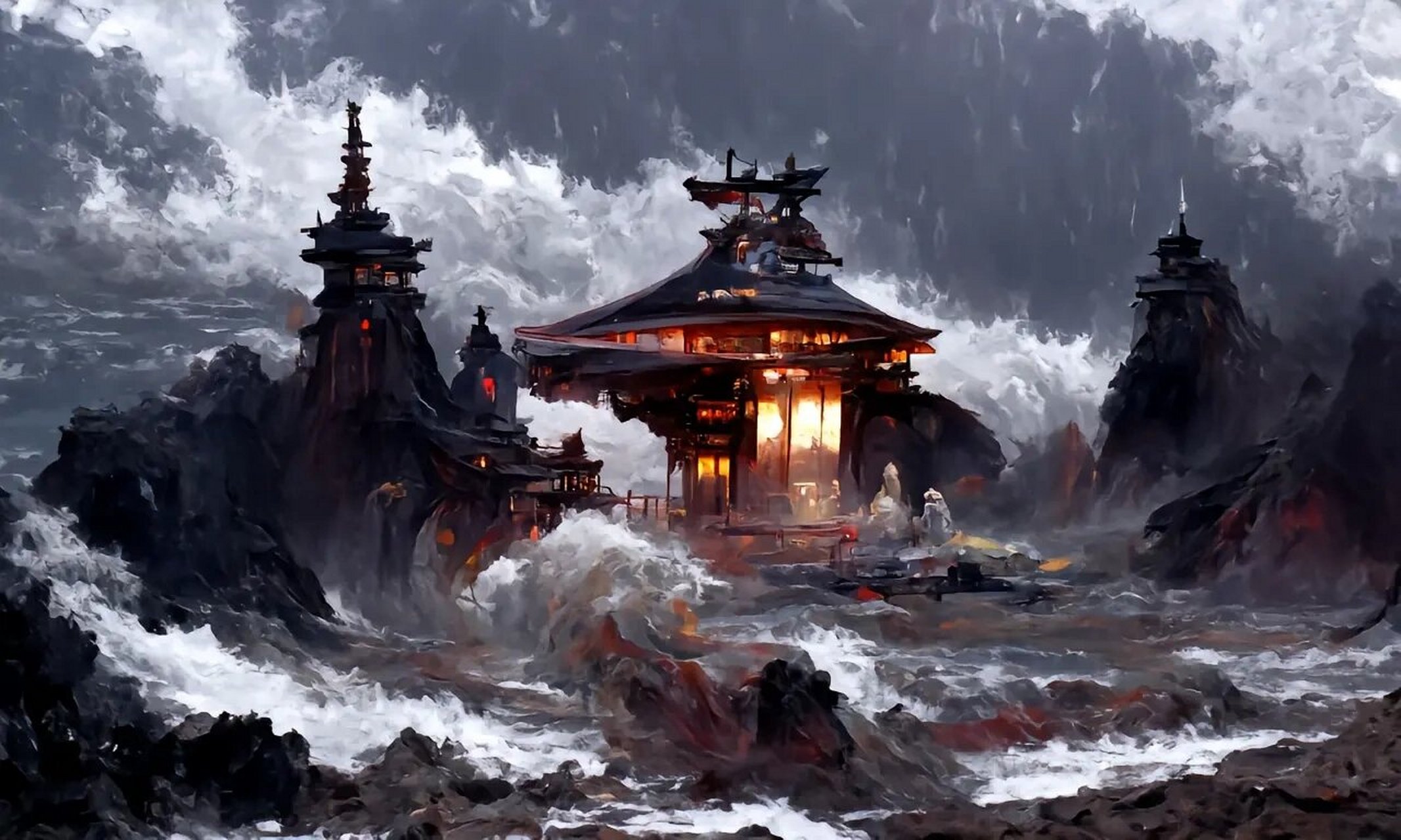 壁纸(惊封) 惊封副本——邪神祭.船屋 老福特画师:夕何(ai制作)