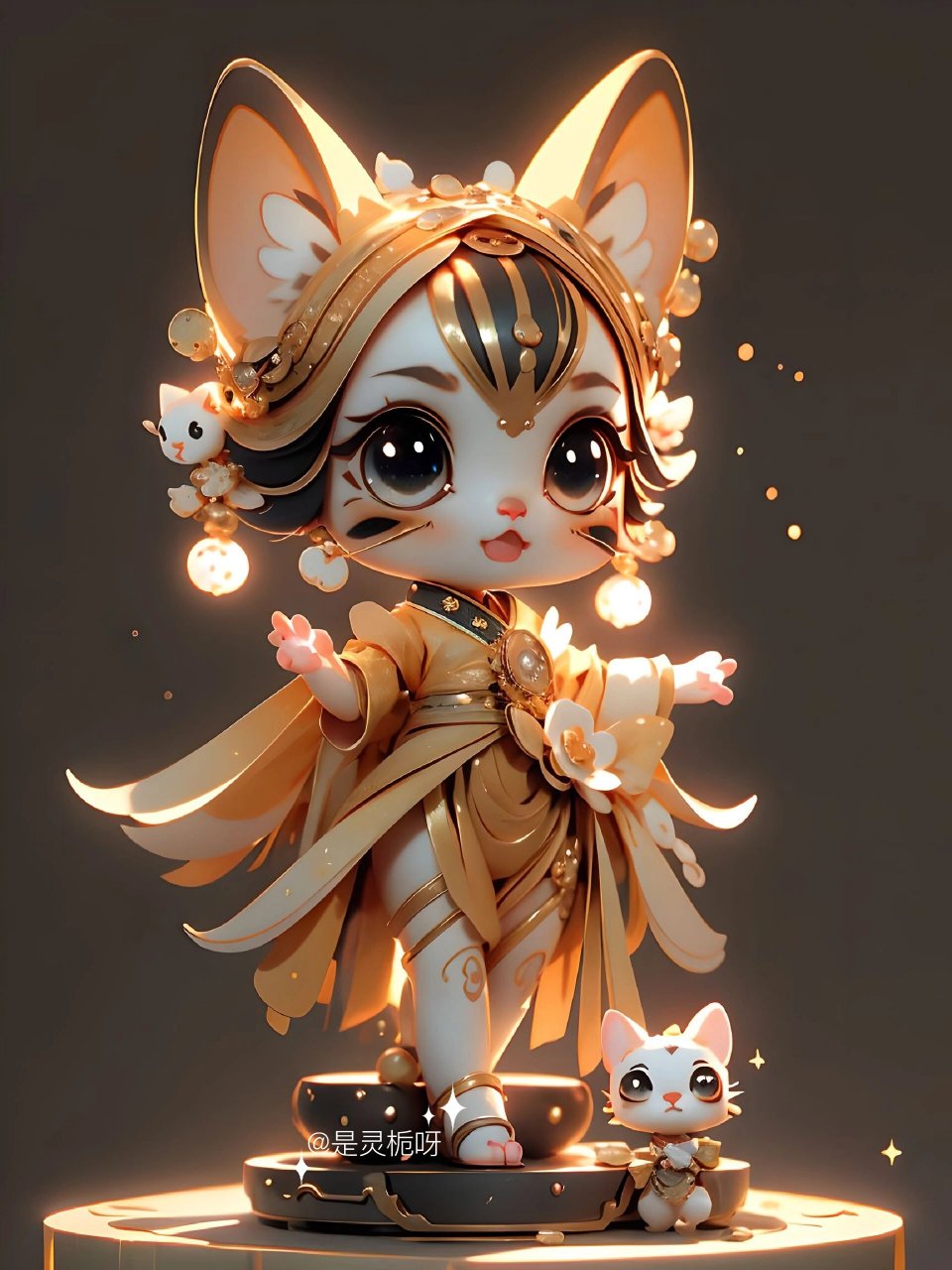 超级可爱萌萌哒猫咪拟人化花见花开手机壁纸 #画画的日常# #ai插画