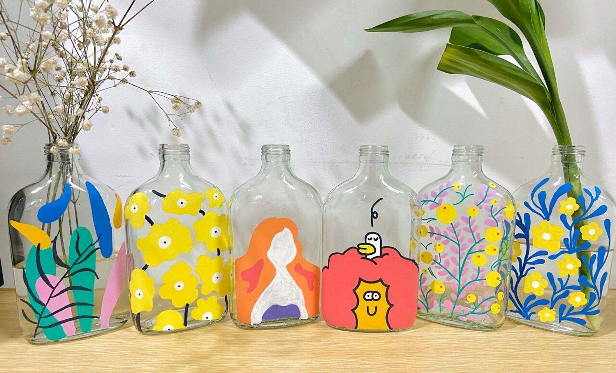 玻璃瓶diy手绘 旧物改造之玻璃瓶diy9696 攒了一大波的奈雪玻璃瓶