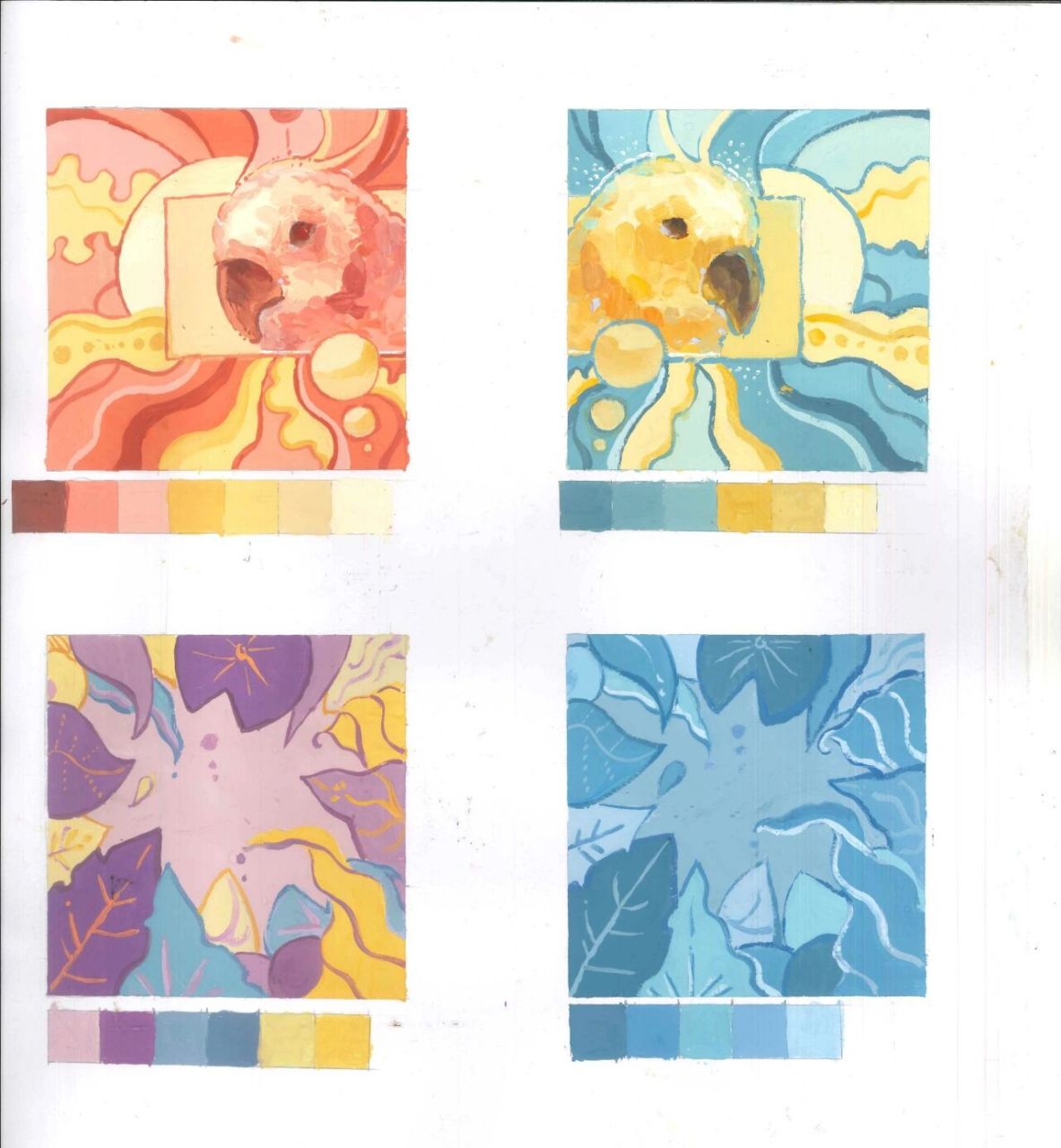 色彩构成-色相对比 三大构成 画小鸟画不完就改成了简单点的图形 下面