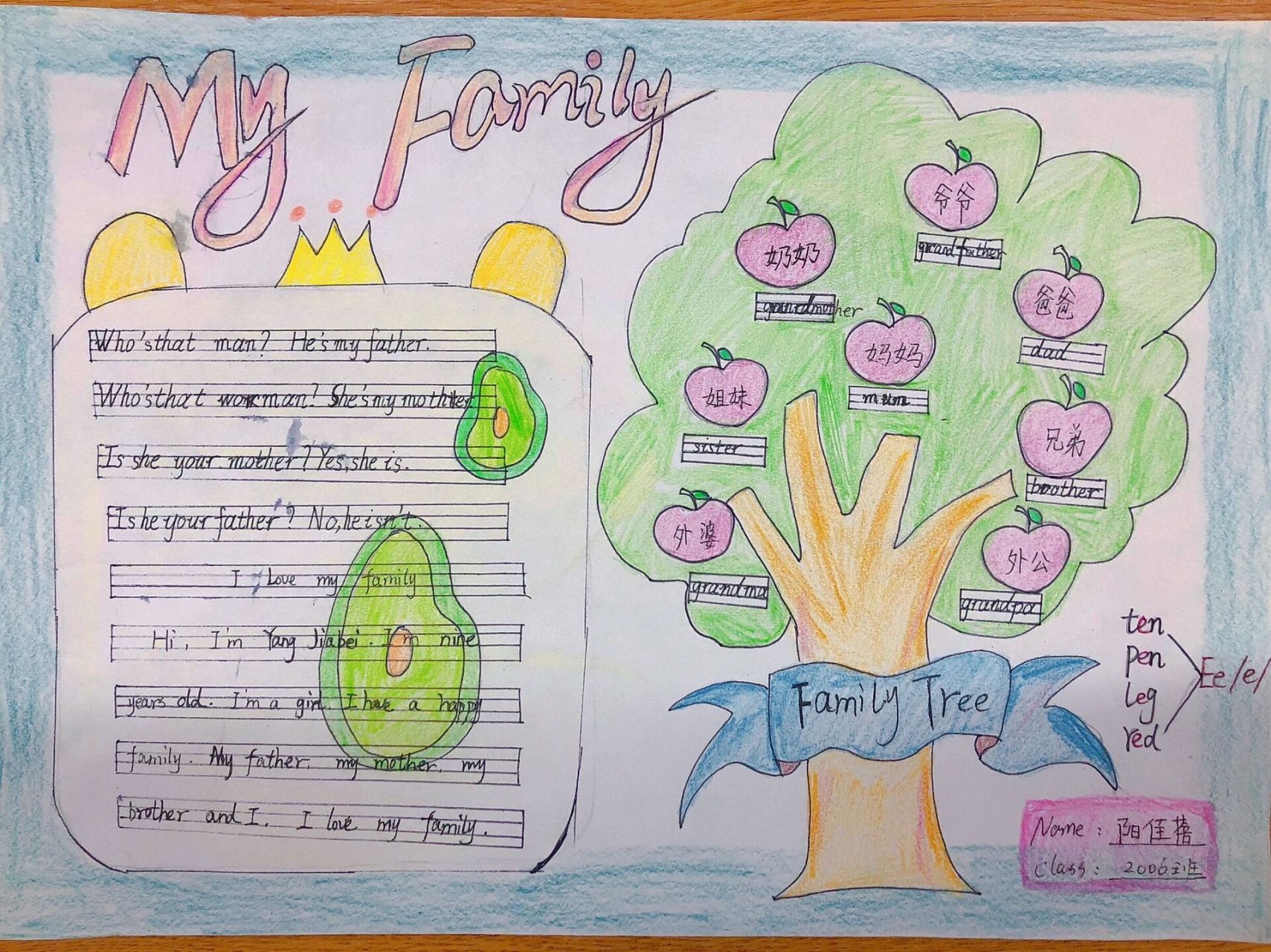 pep小学英语三年级下unit2 my family手抄报