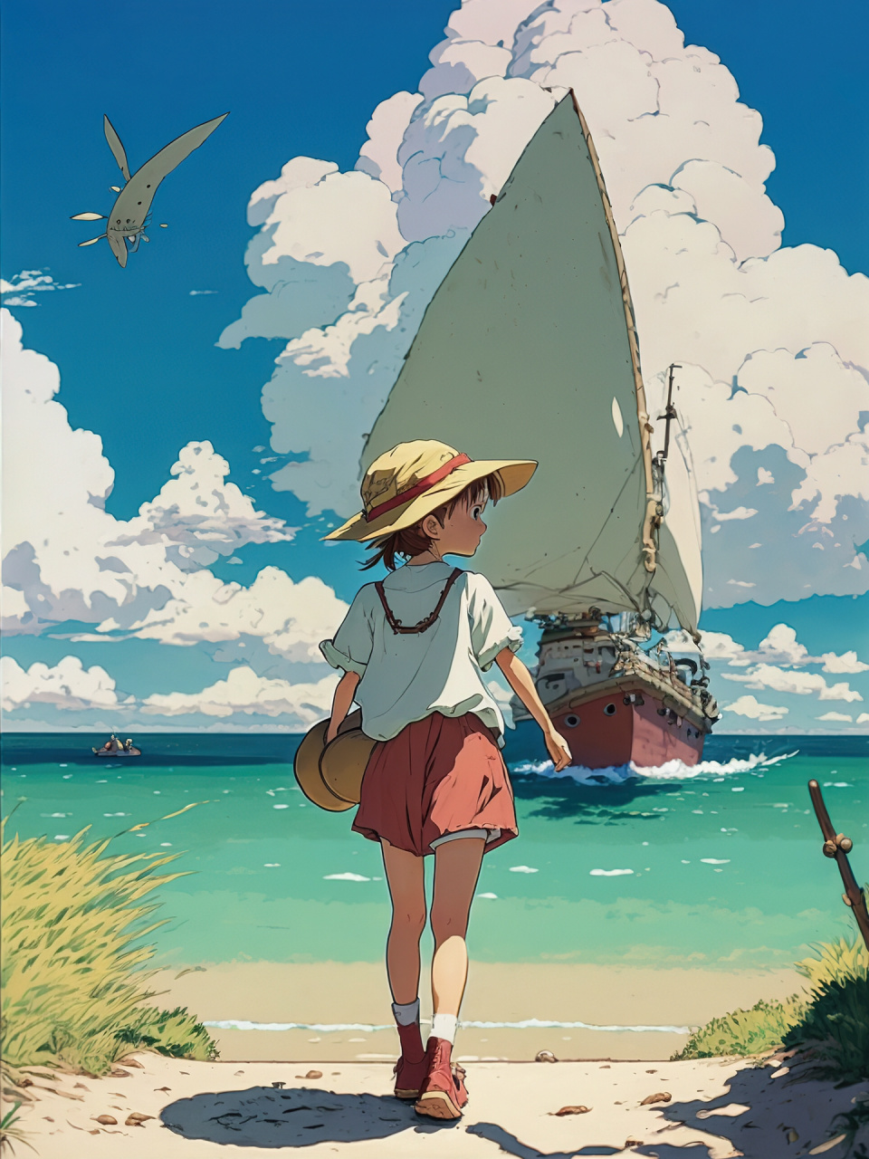 治愈插画 | 海边小女孩