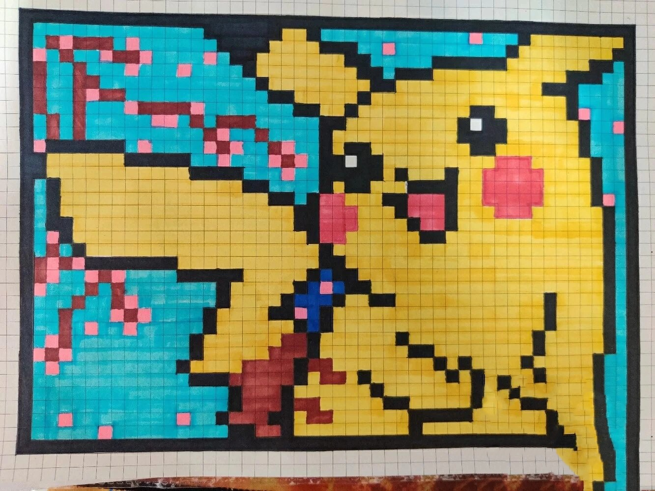 川崎玫瑰像素画结合图皮卡丘