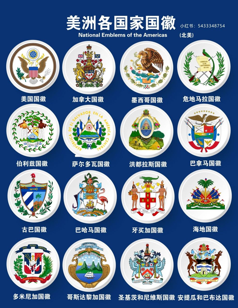 美洲各国家的国徽!(南美)(北美) 美洲国家国徽