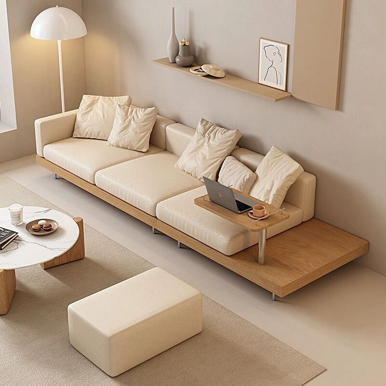 95沙发种草|大小户型量身打造的榻榻米沙发 这款实木布艺沙发组合太