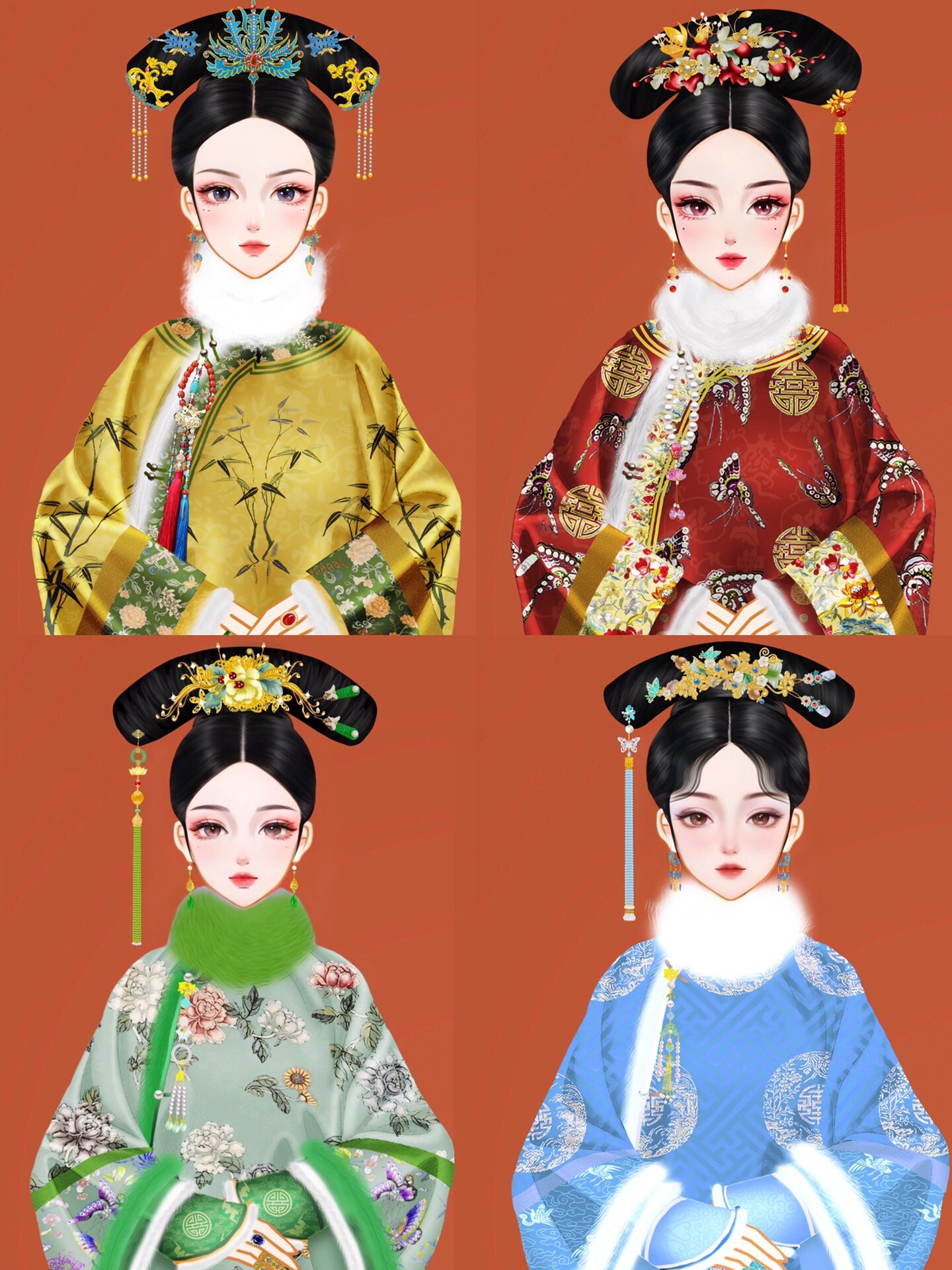 四套清宫妃子冬装扮你喜欢哪套?