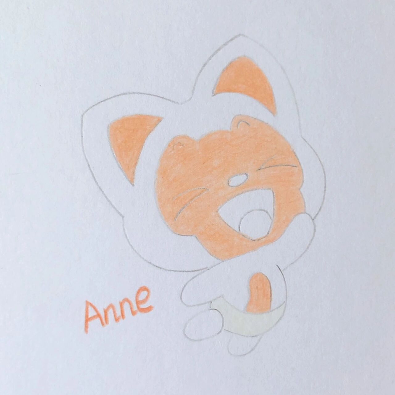 再慢慢上色,慢慢叠色,绘画工具:2b铅笔 橡皮 油性彩铅,可爱阿狸狐狸