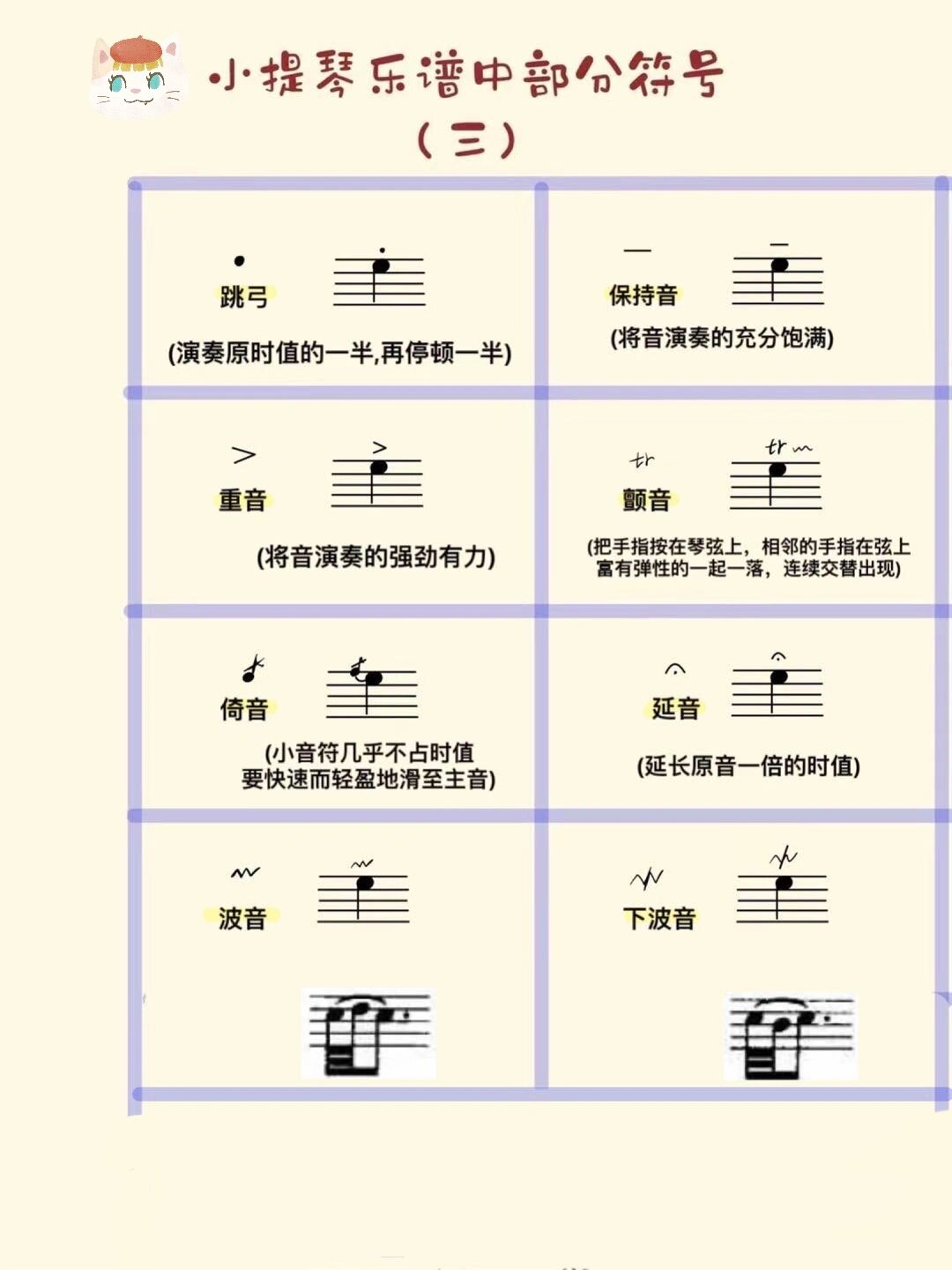 小提琴符号演奏法分享 符号分享已经是第三期了 会持续更新