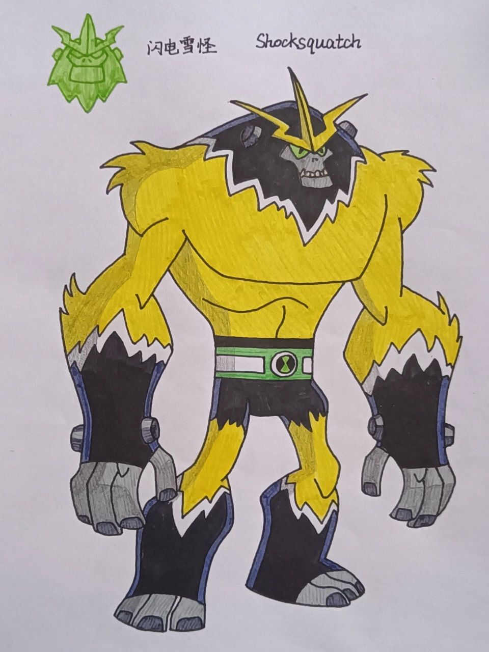 ben10全面进化外星英雄介绍(42) 闪电雪怪 英文名:shocksquatch,词源"