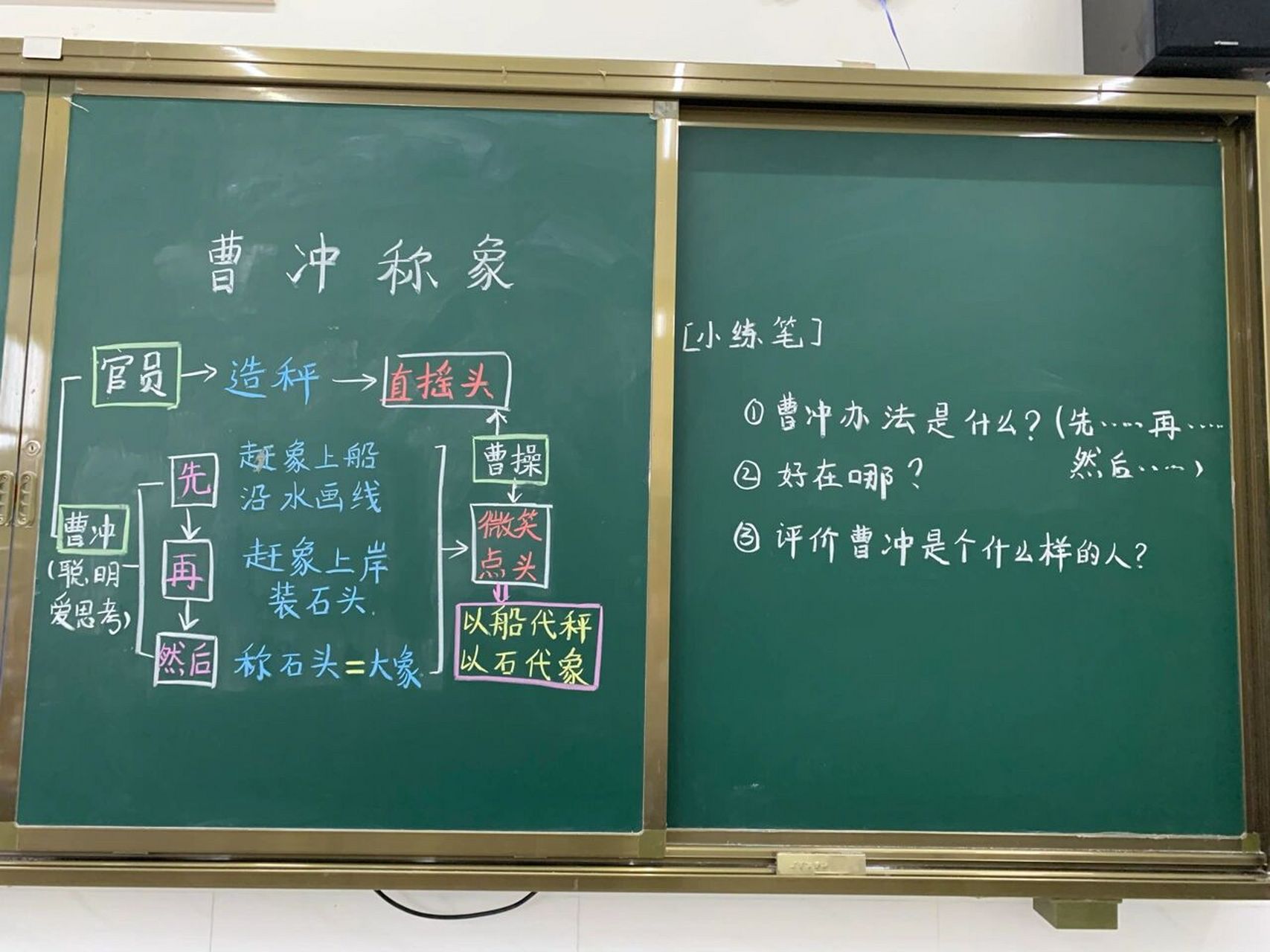 二年级下册《曹冲称象》板书及作业设计 让孩子们迅速记住知识点