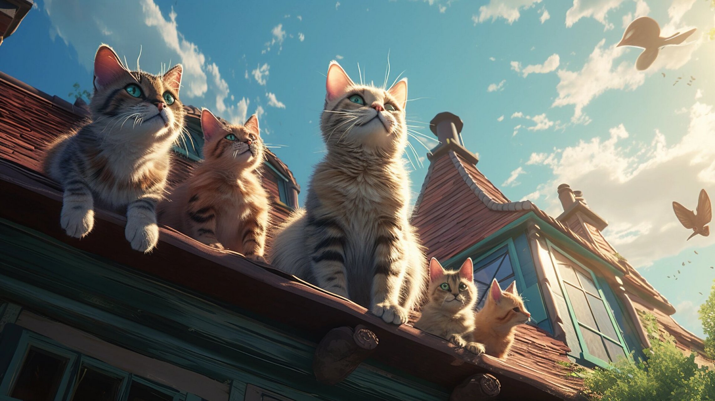 横屏壁纸|房檐上的小猫 #会动的春天# #ipad壁纸# #平板壁纸# #壁纸