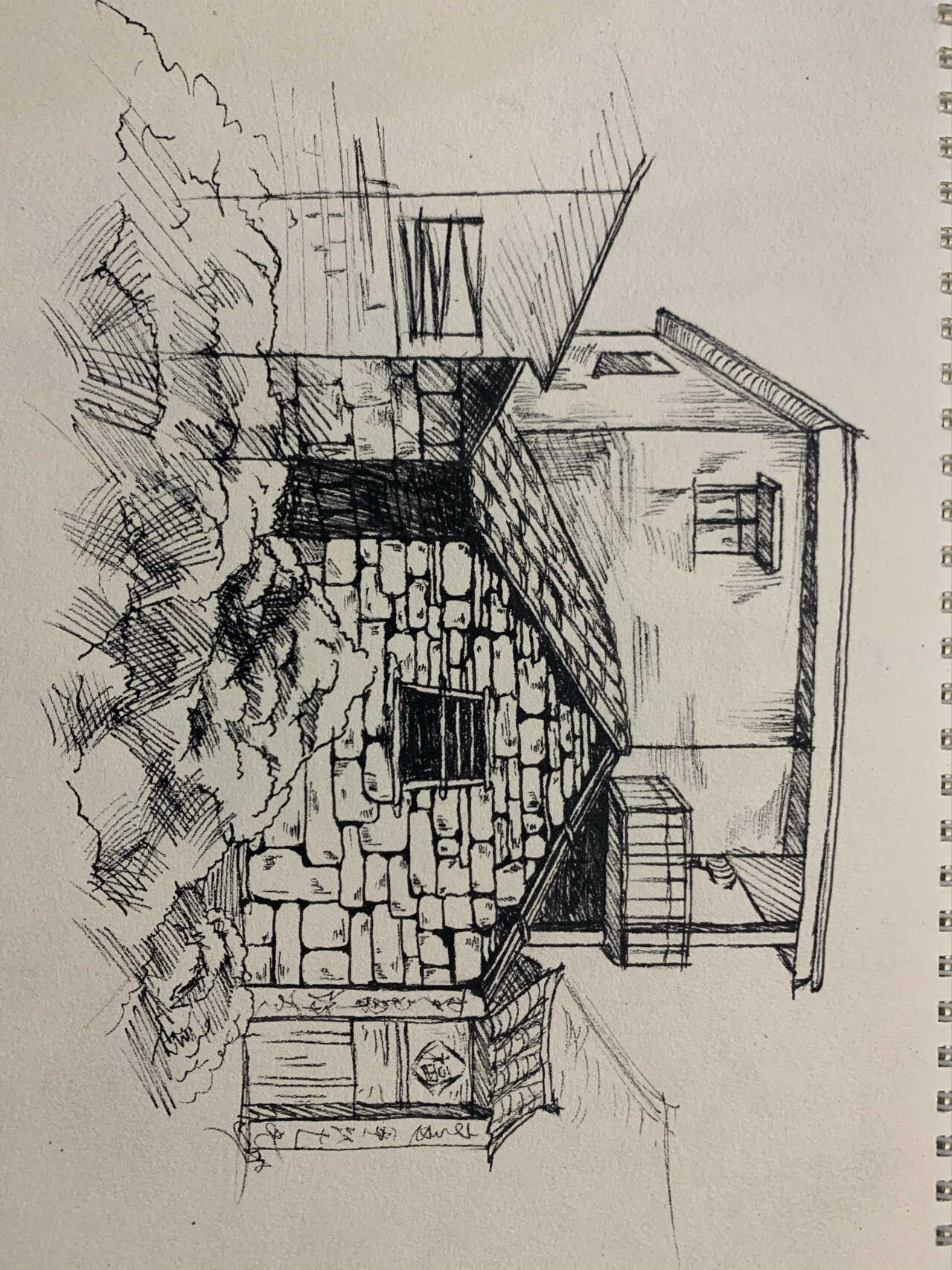 安徽屏山写生速写,钢笔铅笔画