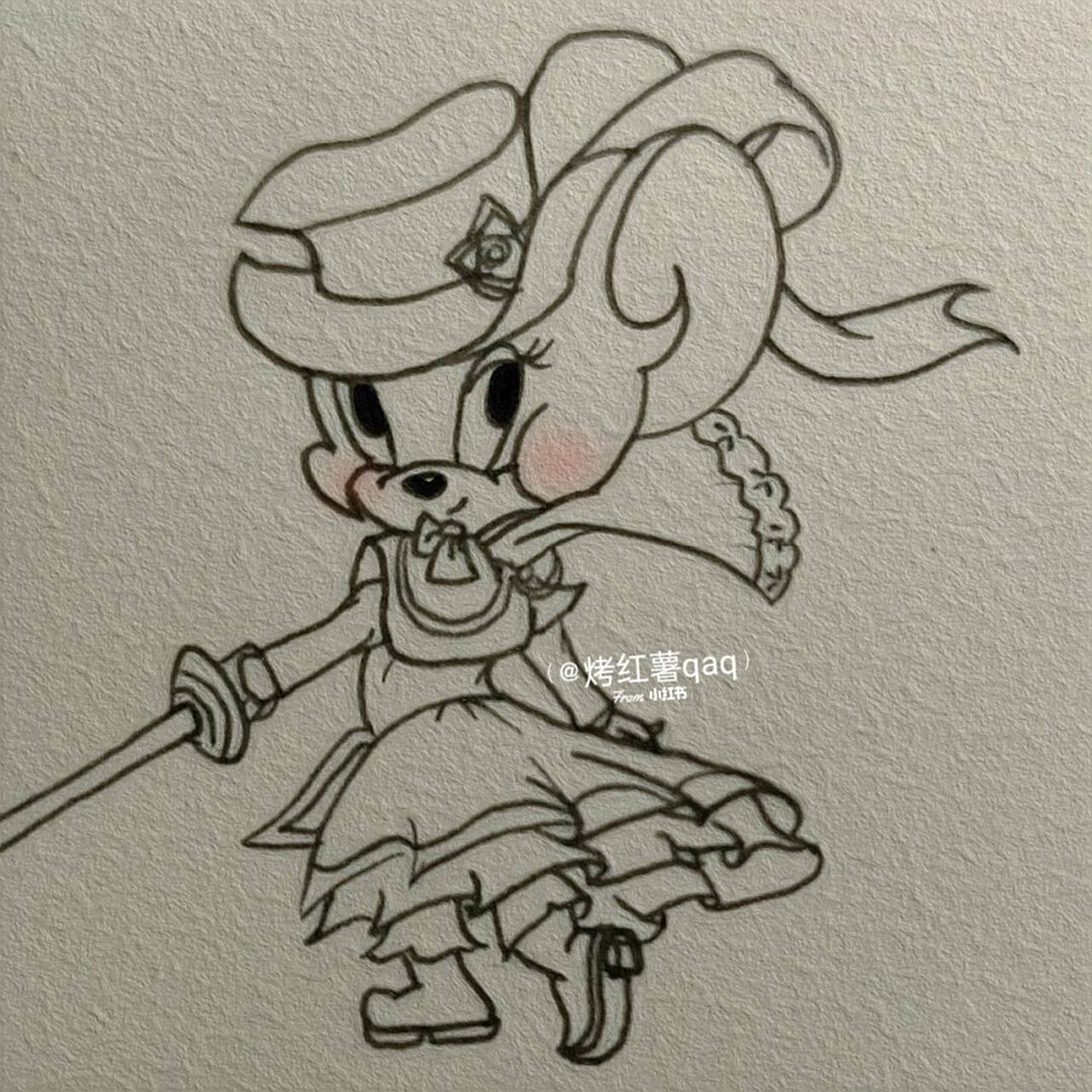 剑客莉莉·暗夜玫瑰简笔画教程 #简笔画教程# #简笔画# #猫和老鼠