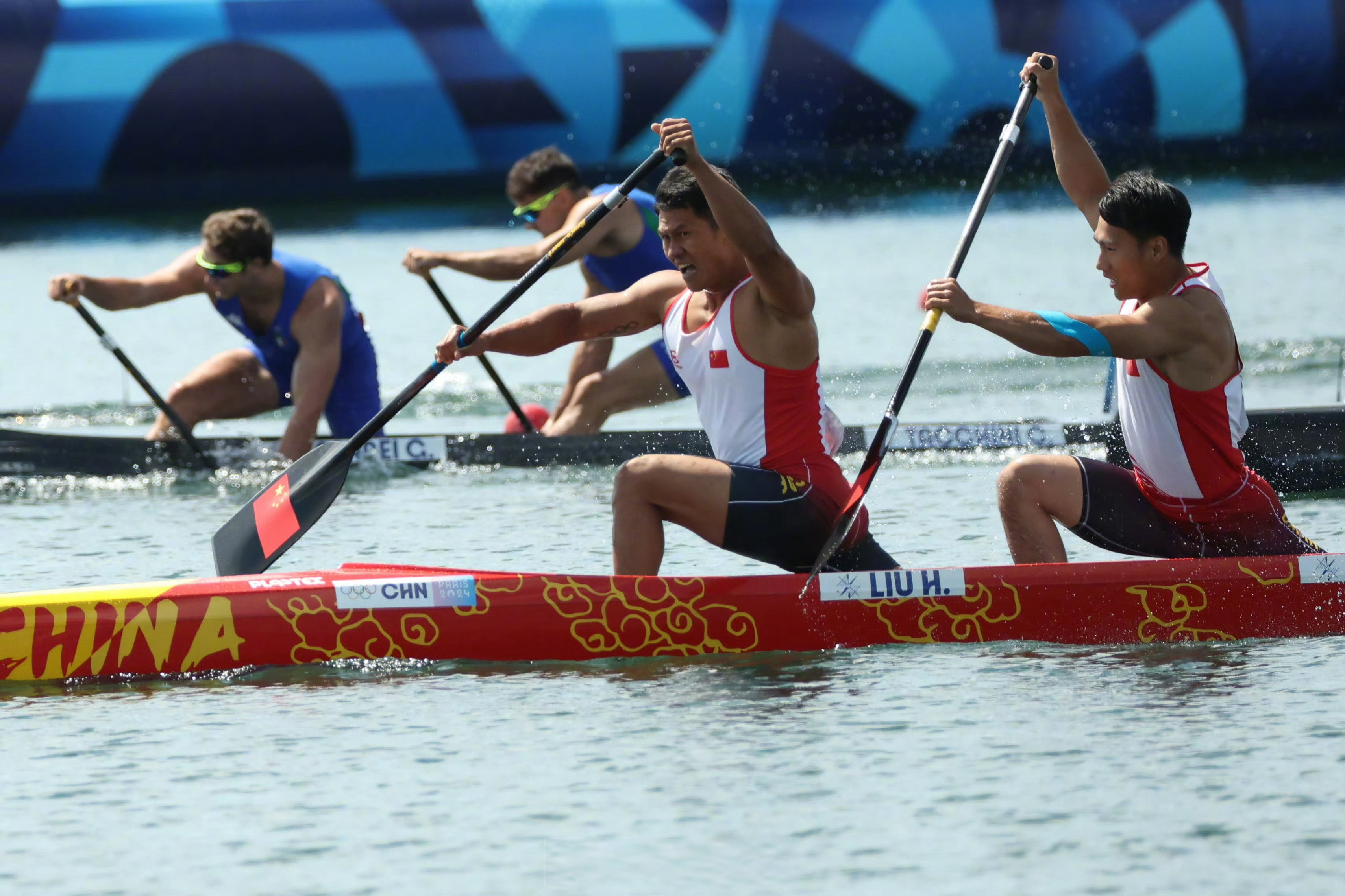 中国第26金#【#刘浩季博文500米双人划艇金牌#】#中国组合男子500米