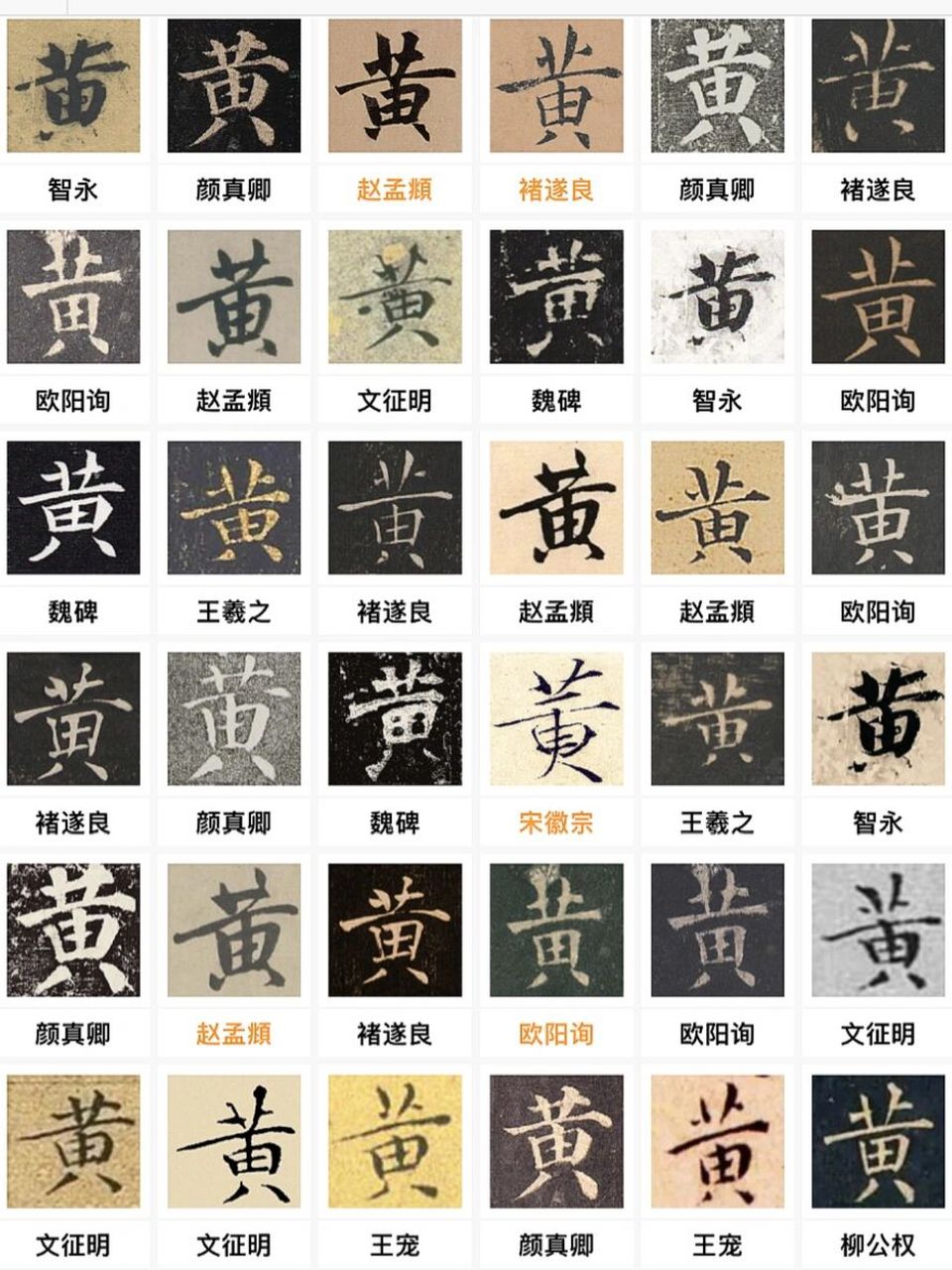 "黄"姓的2339种毛笔字写法 ◎ 黄 huáng 形容词 1(象形.