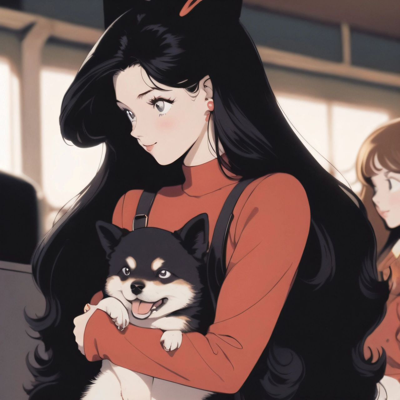 旧漫头像|黑色柴犬和高冷小姐姐