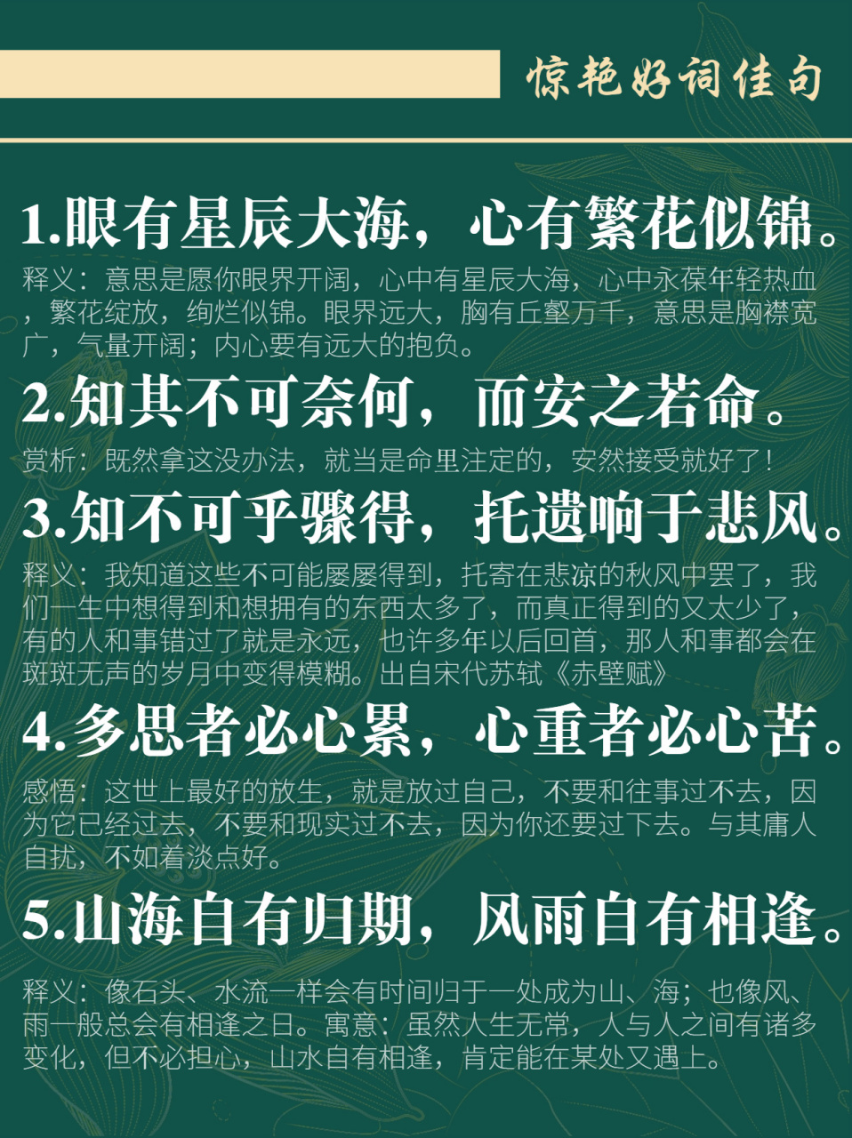 好词佳句合集|眼有星辰大海,心有繁花似锦 1.