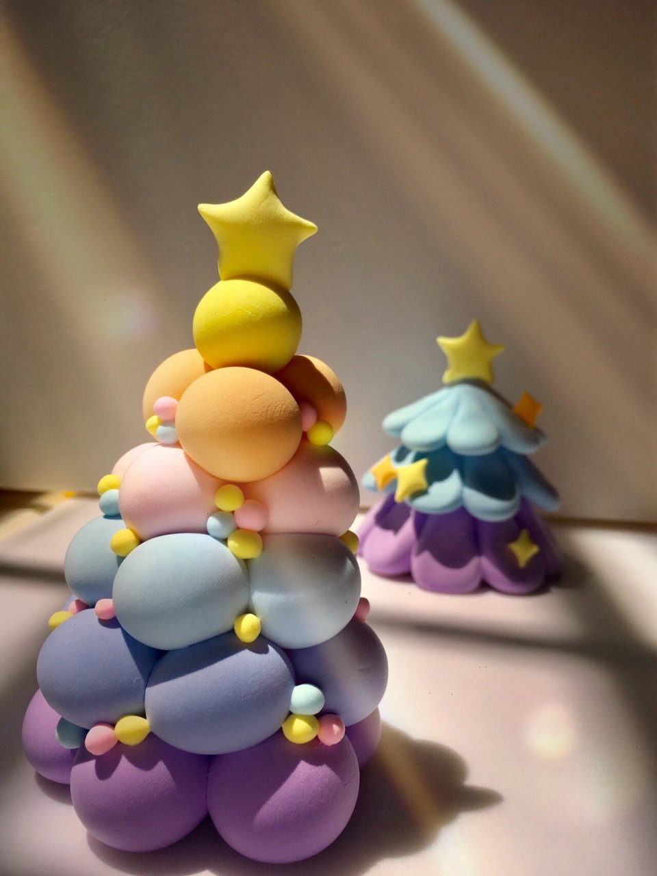 粘土马卡龙圣诞树|治愈系手工 原创作者是 实在太爱这个配色了 感谢