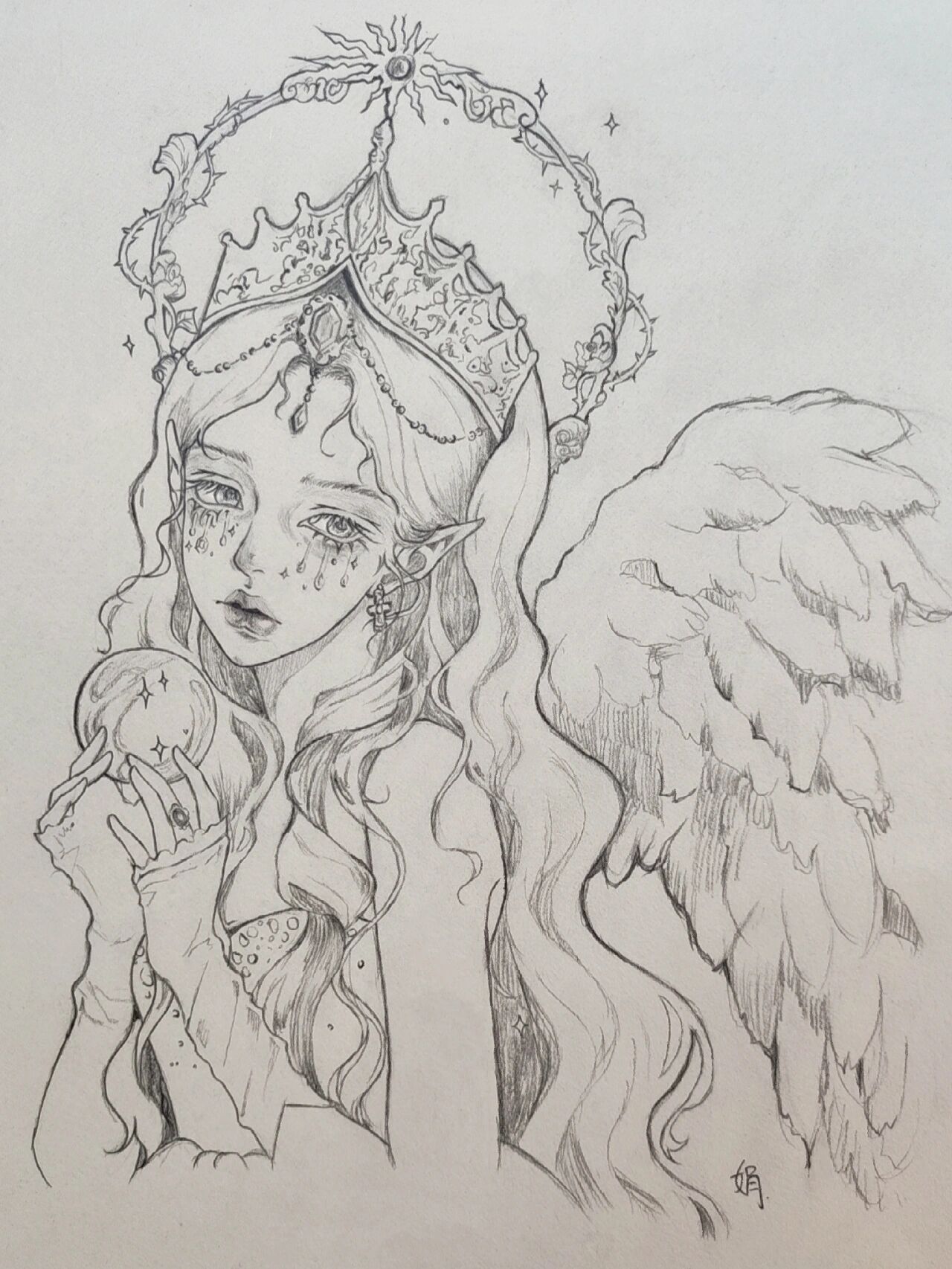 临摹gua老师的画 画笔:2b,自动铅笔 原作者