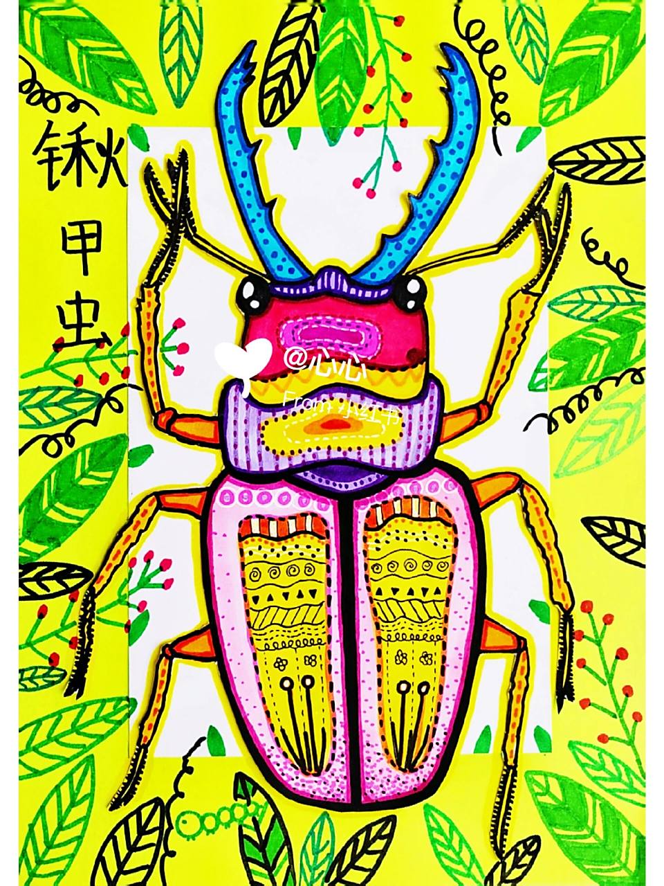 让孩子们了解锹甲虫和其它的昆虫一样,身体分头,胸,腹三部,有六只脚.