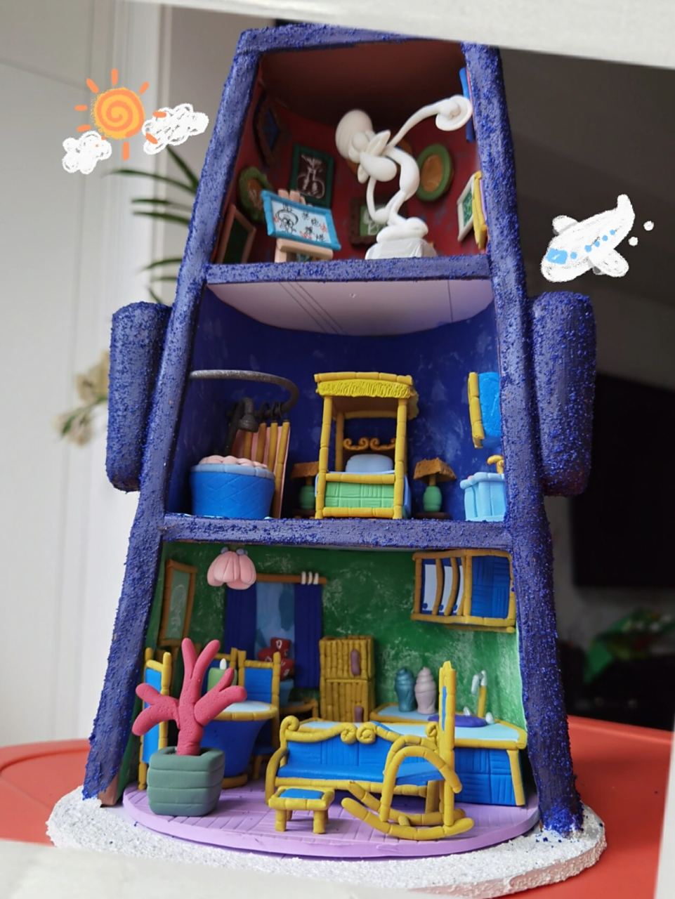 粘土:章鱼哥的房子(内有乾坤) 老板对章鱼哥的家情有独钟,不仅要还原