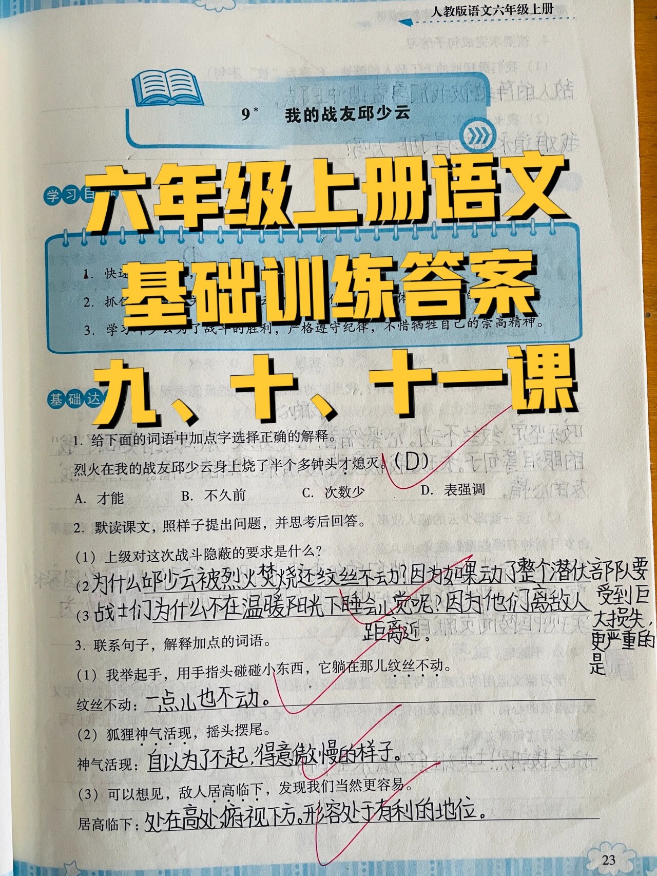 六年级上册语文基础训练答案