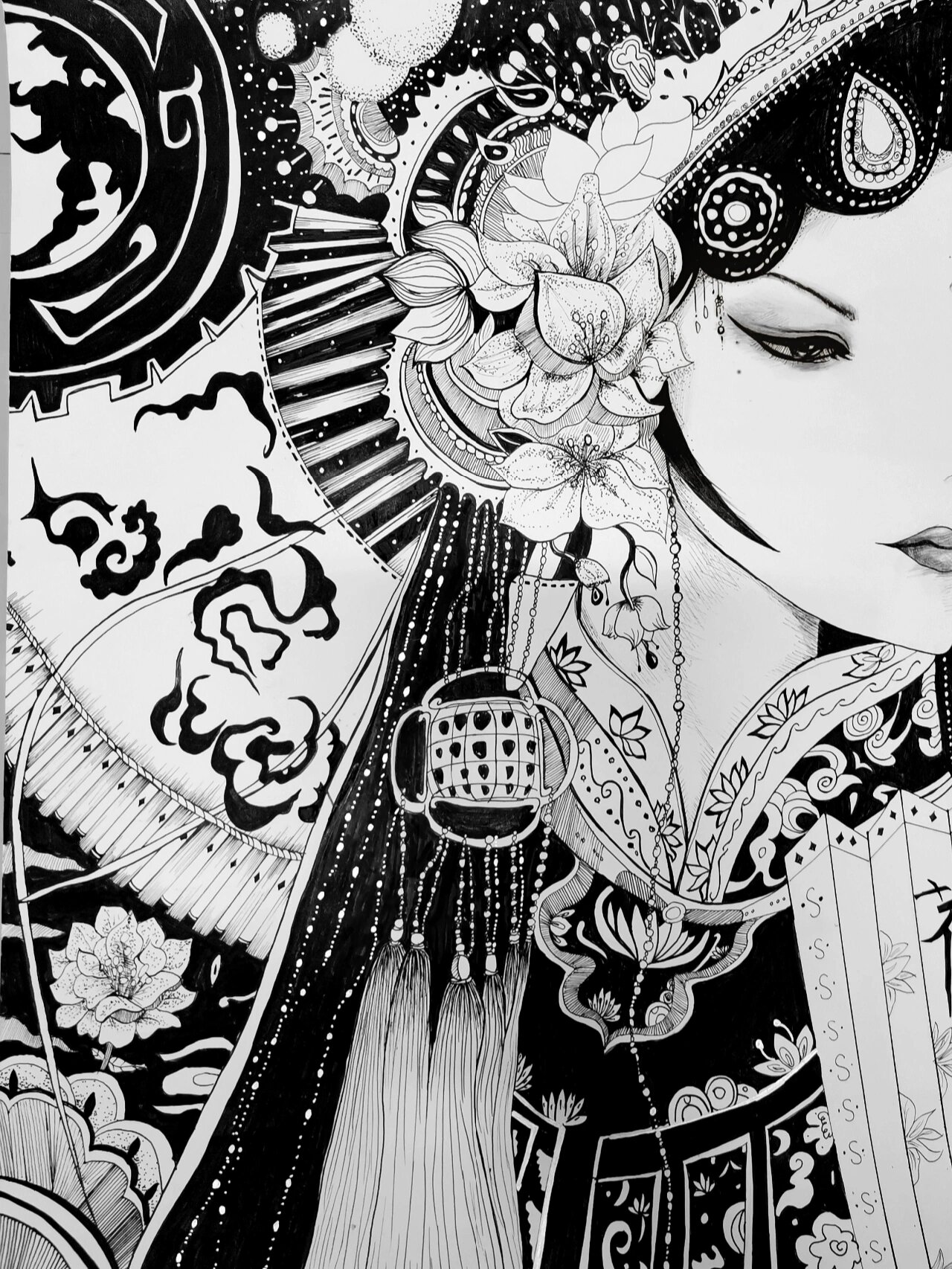 装饰画|线描黑白人物