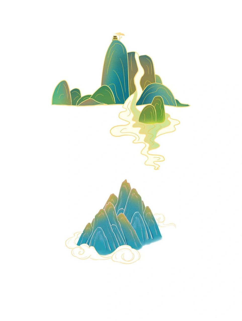 中国风山水免扣素材/仙气萦绕 宝贝们,今天分享的是一组中国风山水免