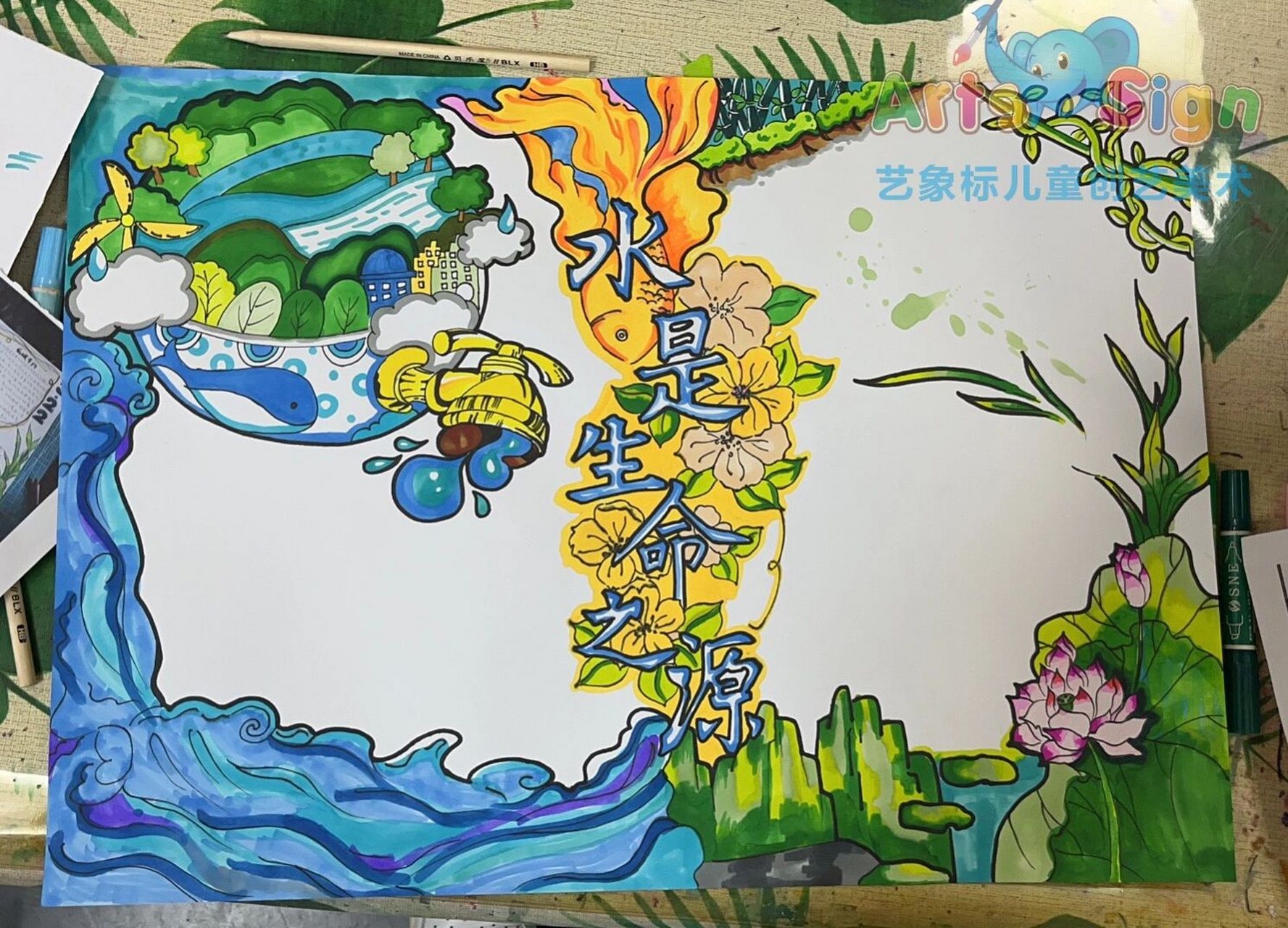 保护水资源手抄报 爱护环境,保护地球水资源人人有责   手抄报